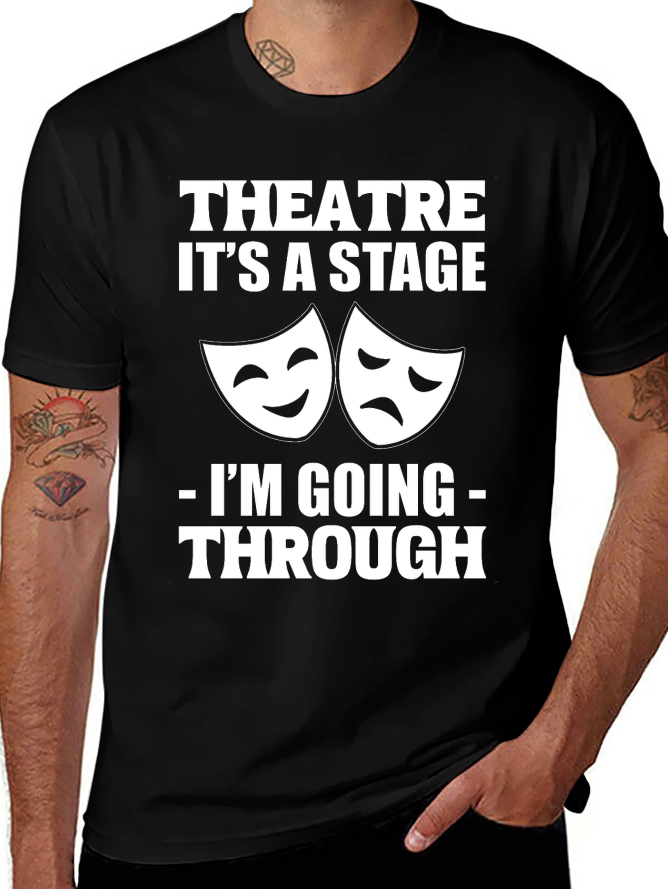 Variant 11 of Theatre Stage T-Shirt: Funny Drama Masks Graphic Tee
