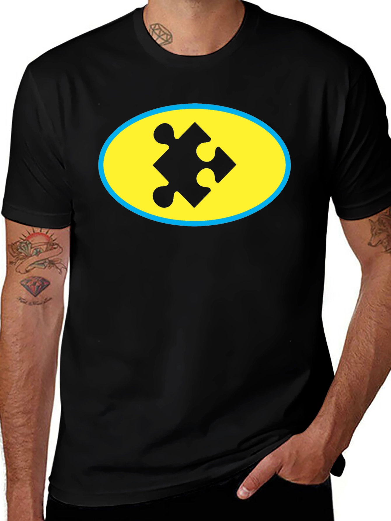 Variant 27 of Puzzle Piece Graphic T-Shirt - Black