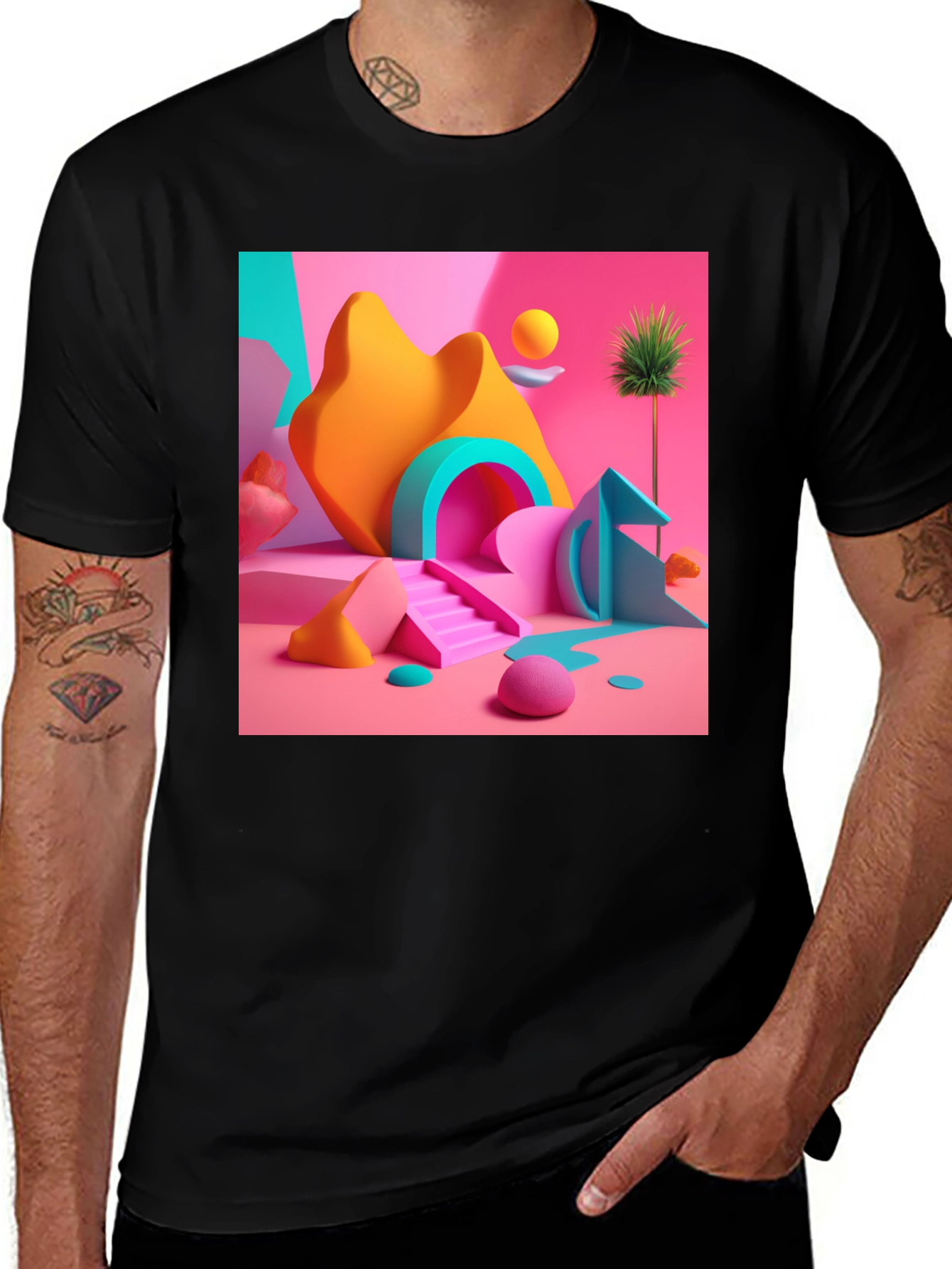 Variant 3 of Abstract Geometric Art Black T-Shirt