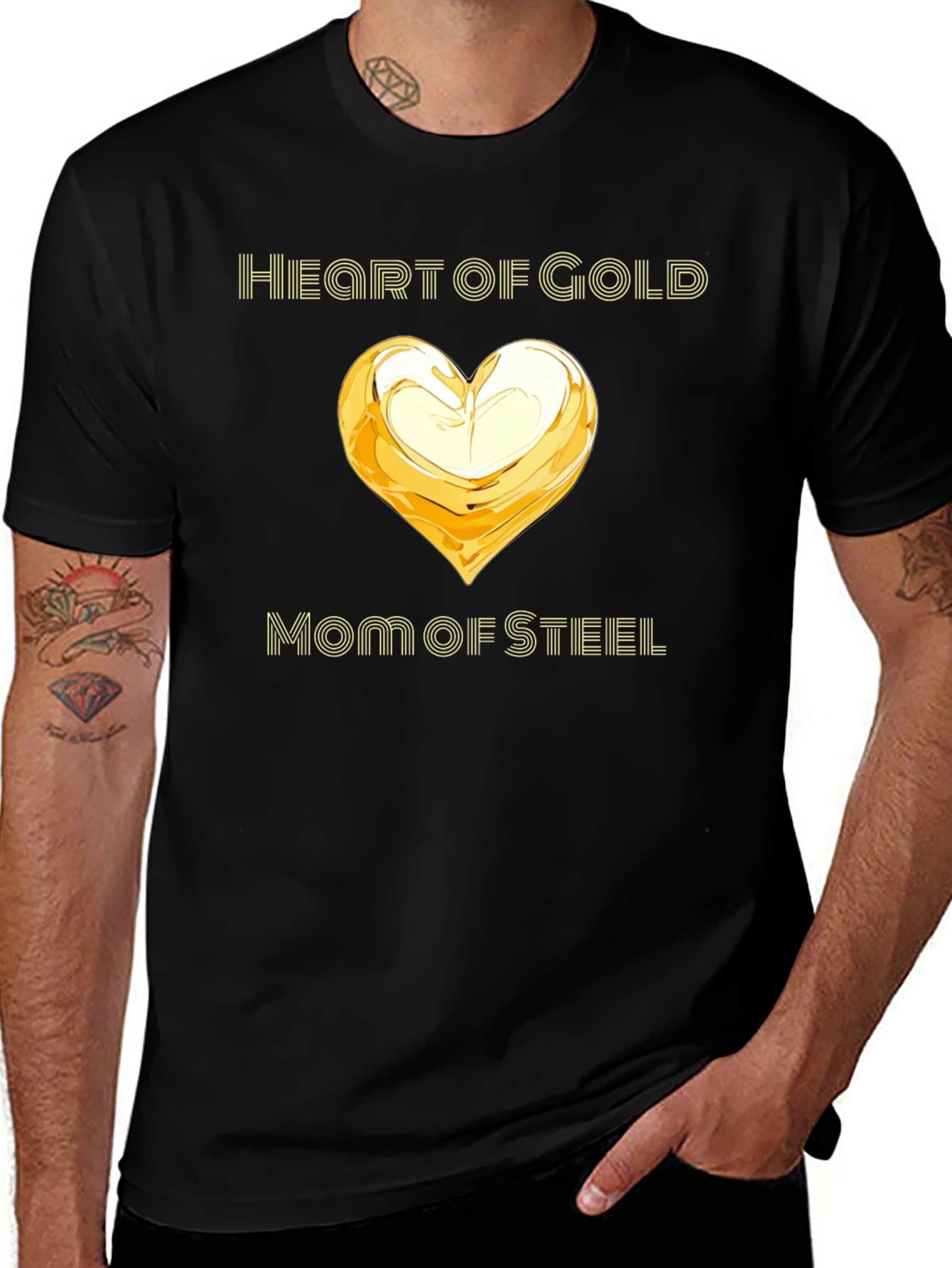 Variant 30 of Heart of Gold Mom of Steel T-Shirt - Black
