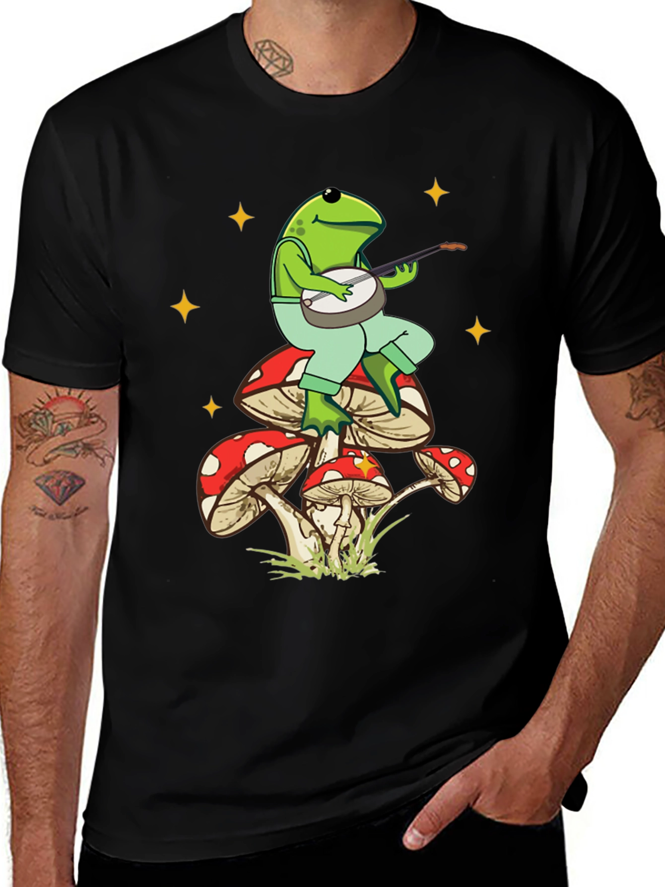 Black Frog Banjo Mushroom T-Shirt main image