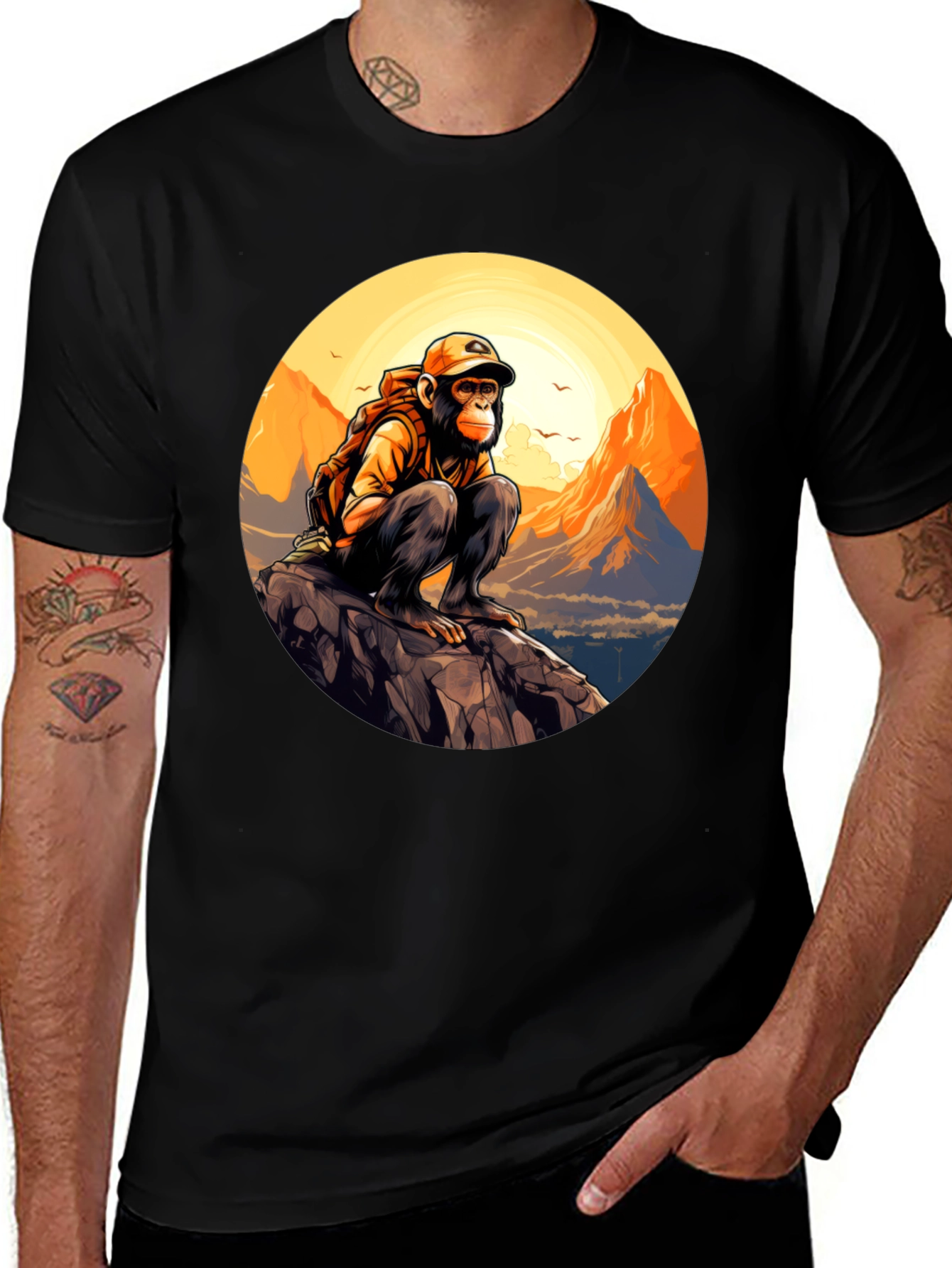 Variant 30 of Monkey Hiker T-Shirt - Adventure Graphic Tee