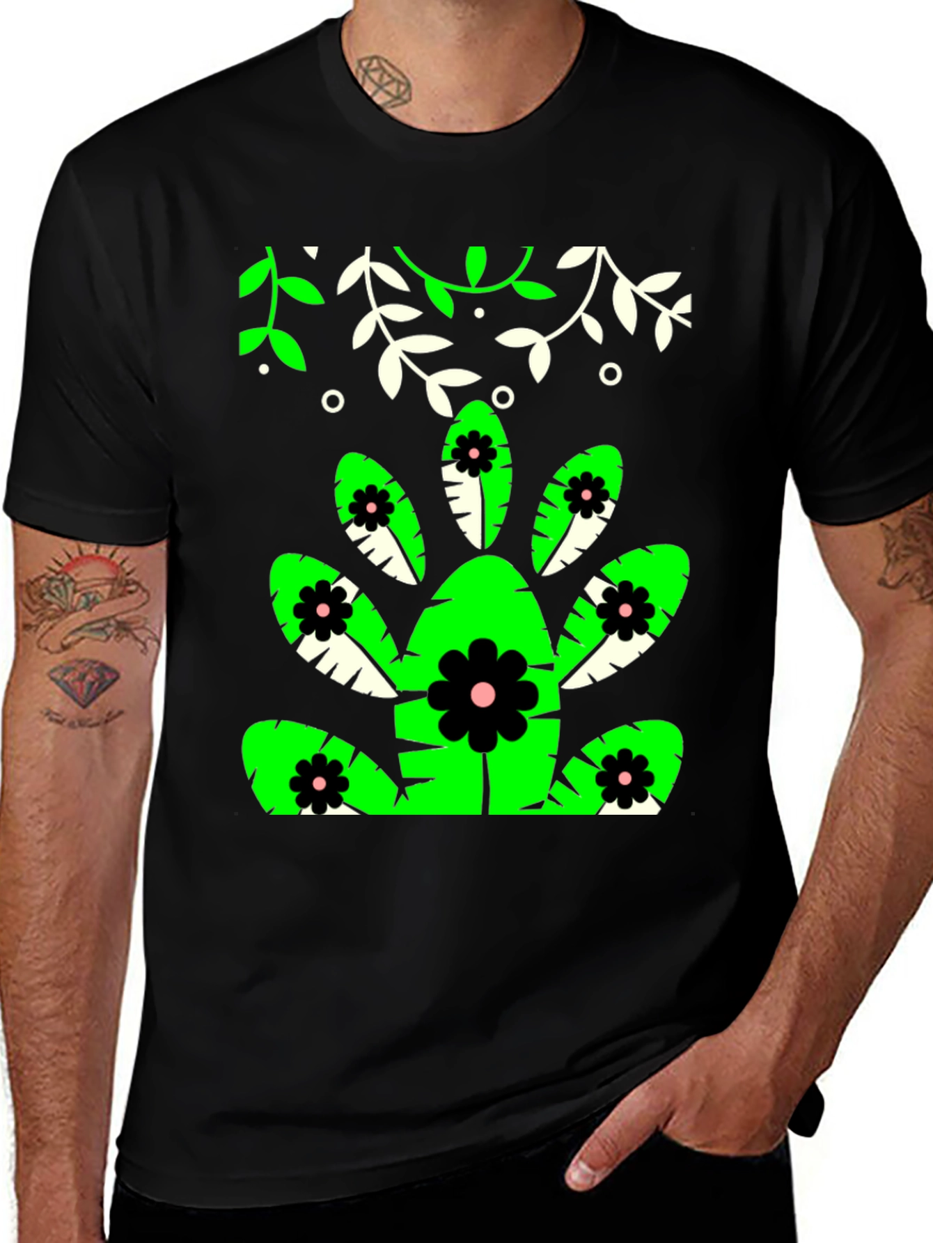 Variant 21 of Cactus Bloom T-Shirt - Modern Floral Design, Unique Graphic Tee