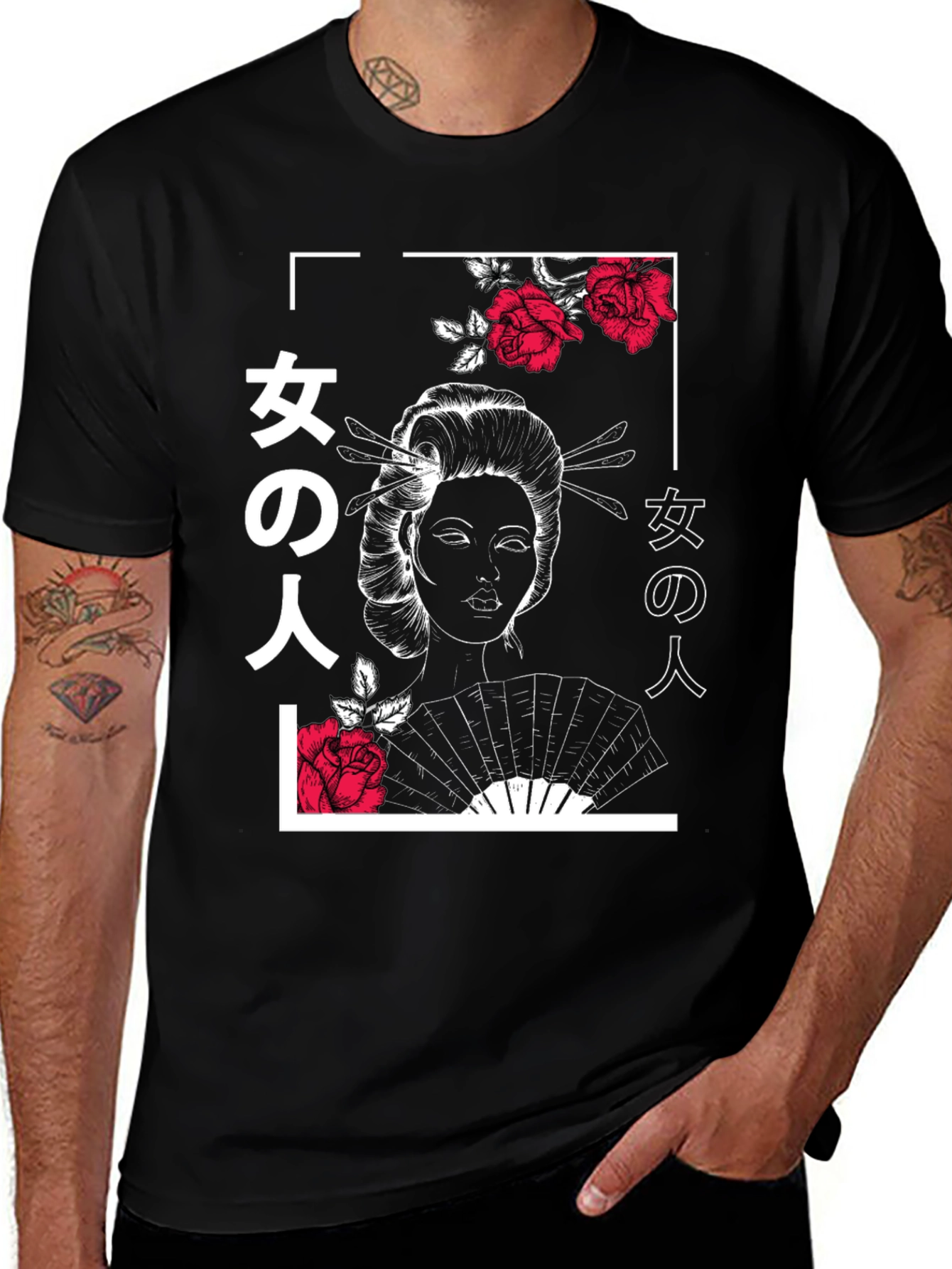 Geisha Rose T-Shirt - Urban Japanese Style