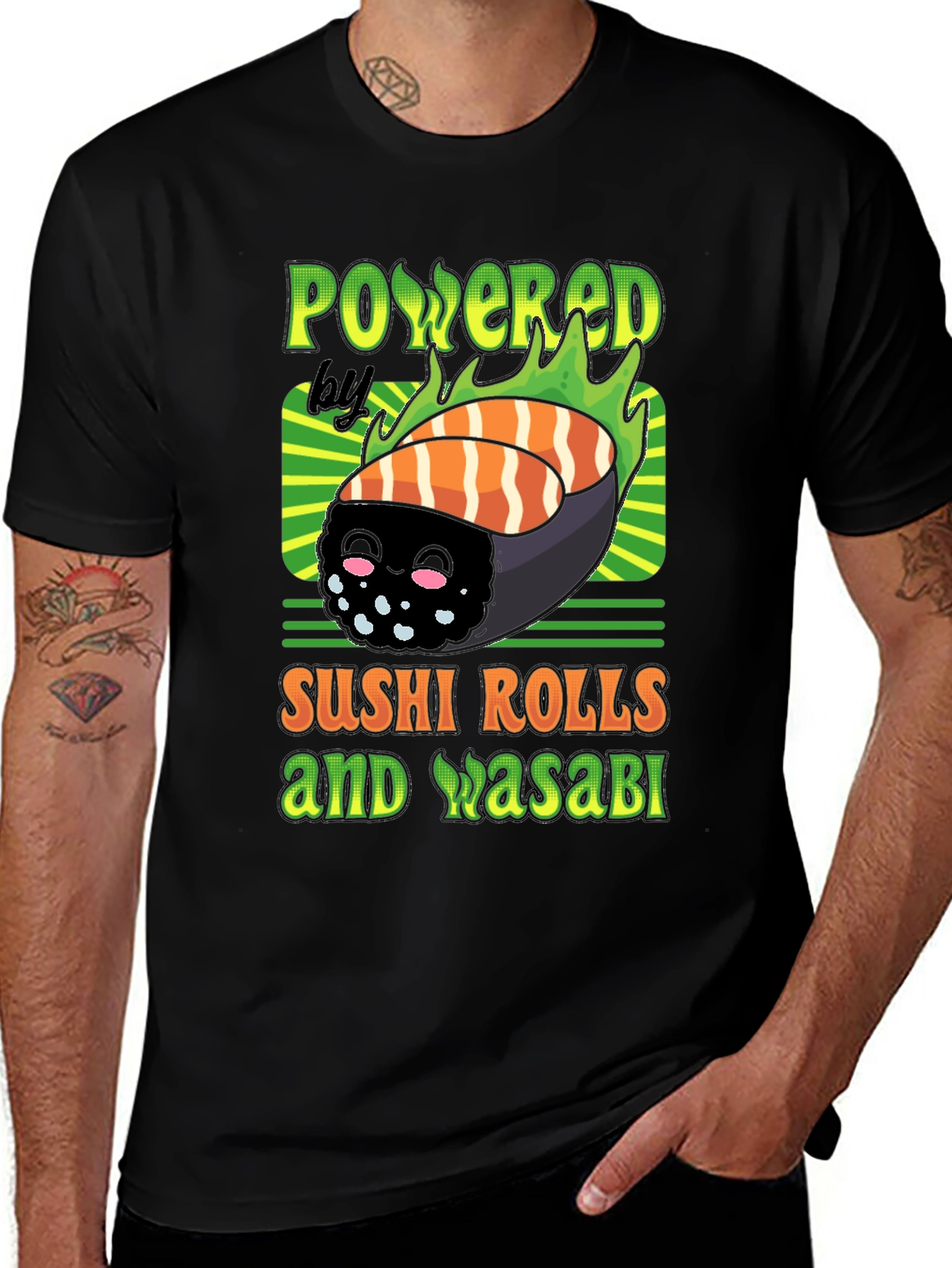 Powered by Sushi Rolls & Wasabi Funny T-Shirt