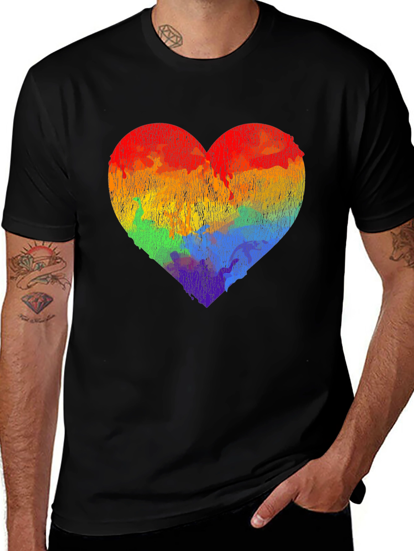 Variant 28 of Rainbow Heart Graphic Tee - Pride Love Shirt