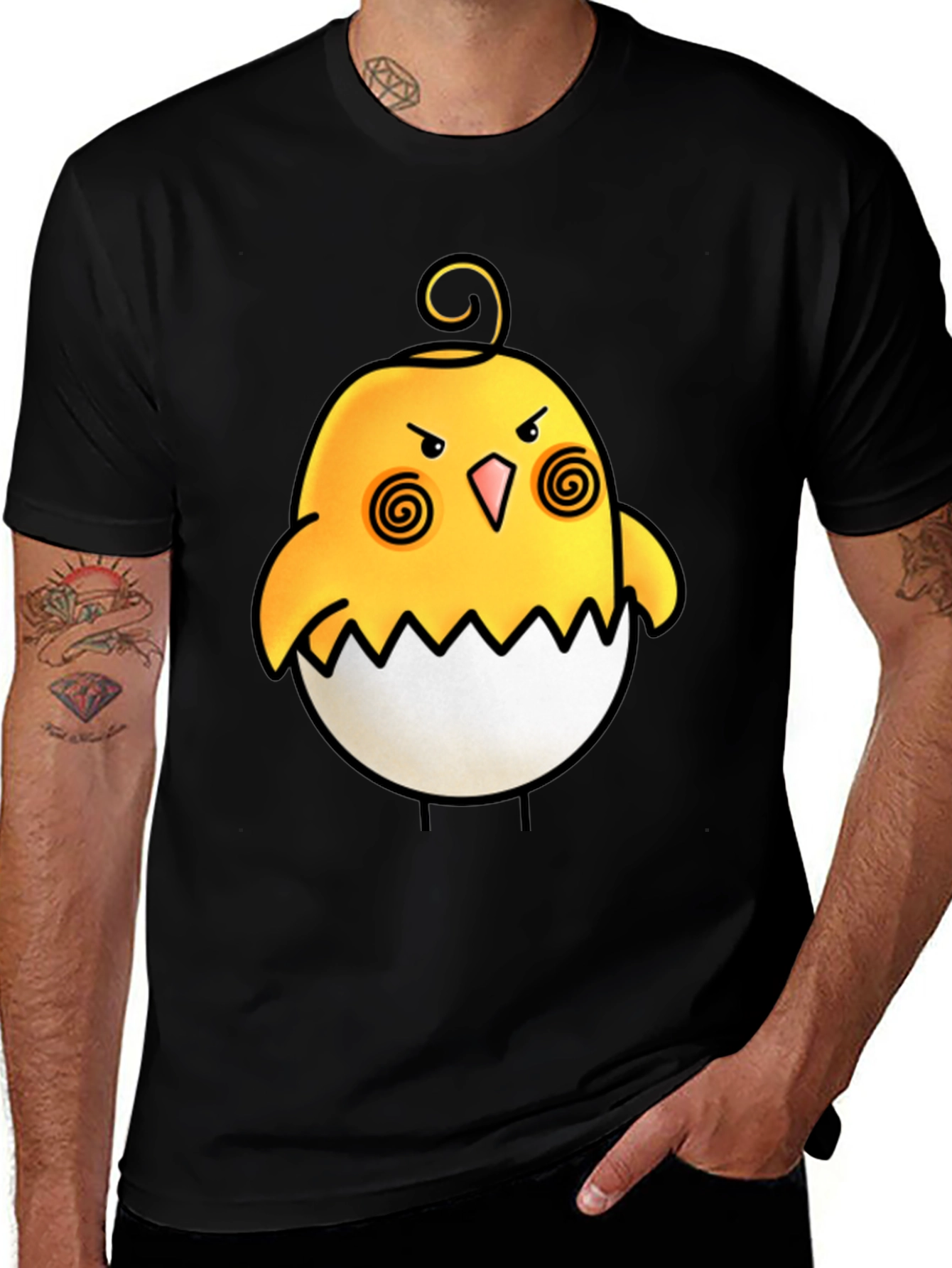 Variant 2 of Funny Angry Chick in Eggshell Black T-Shirt