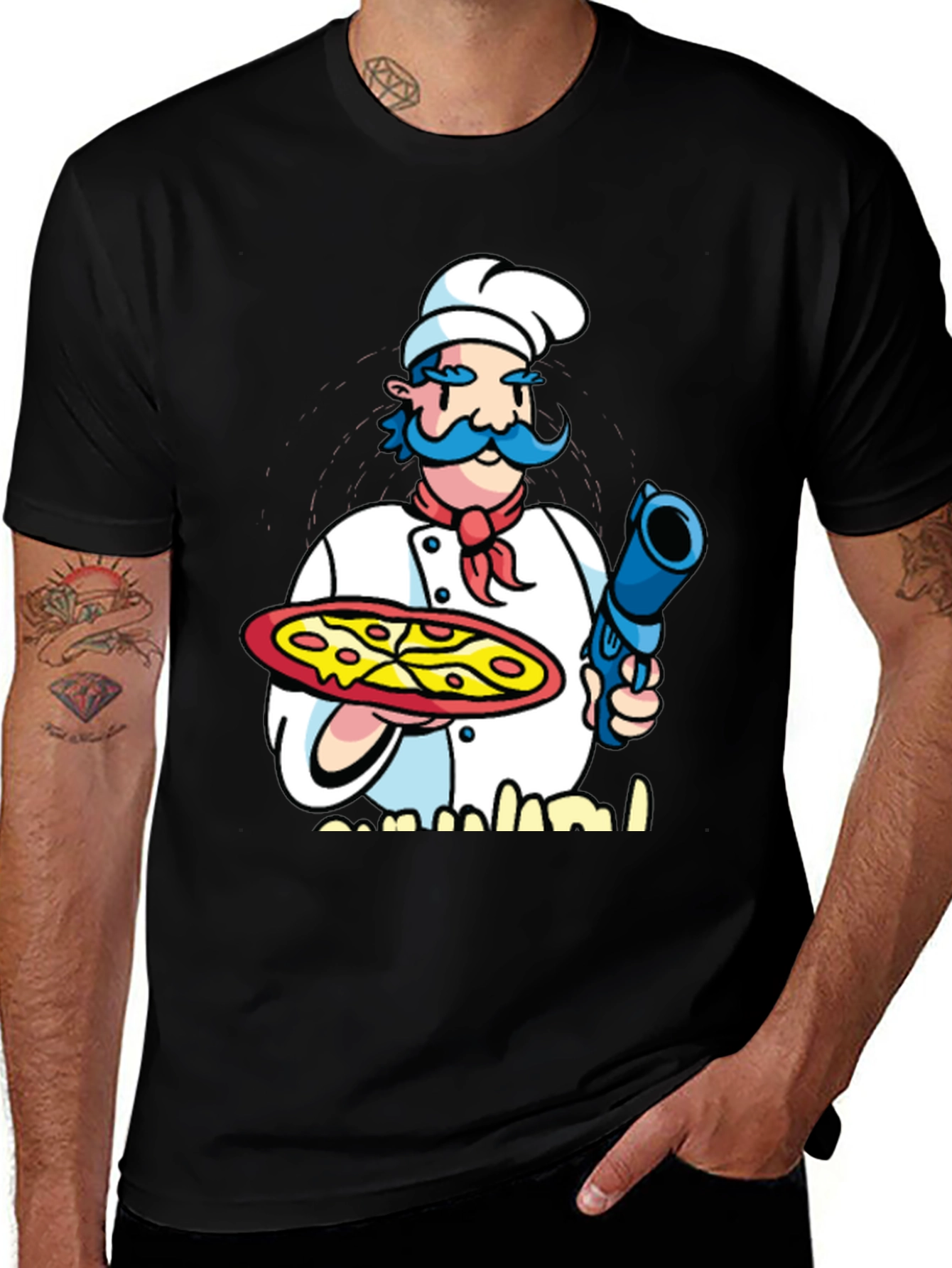 Variant 8 of Chef Pizza Gun Graphic T-Shirt