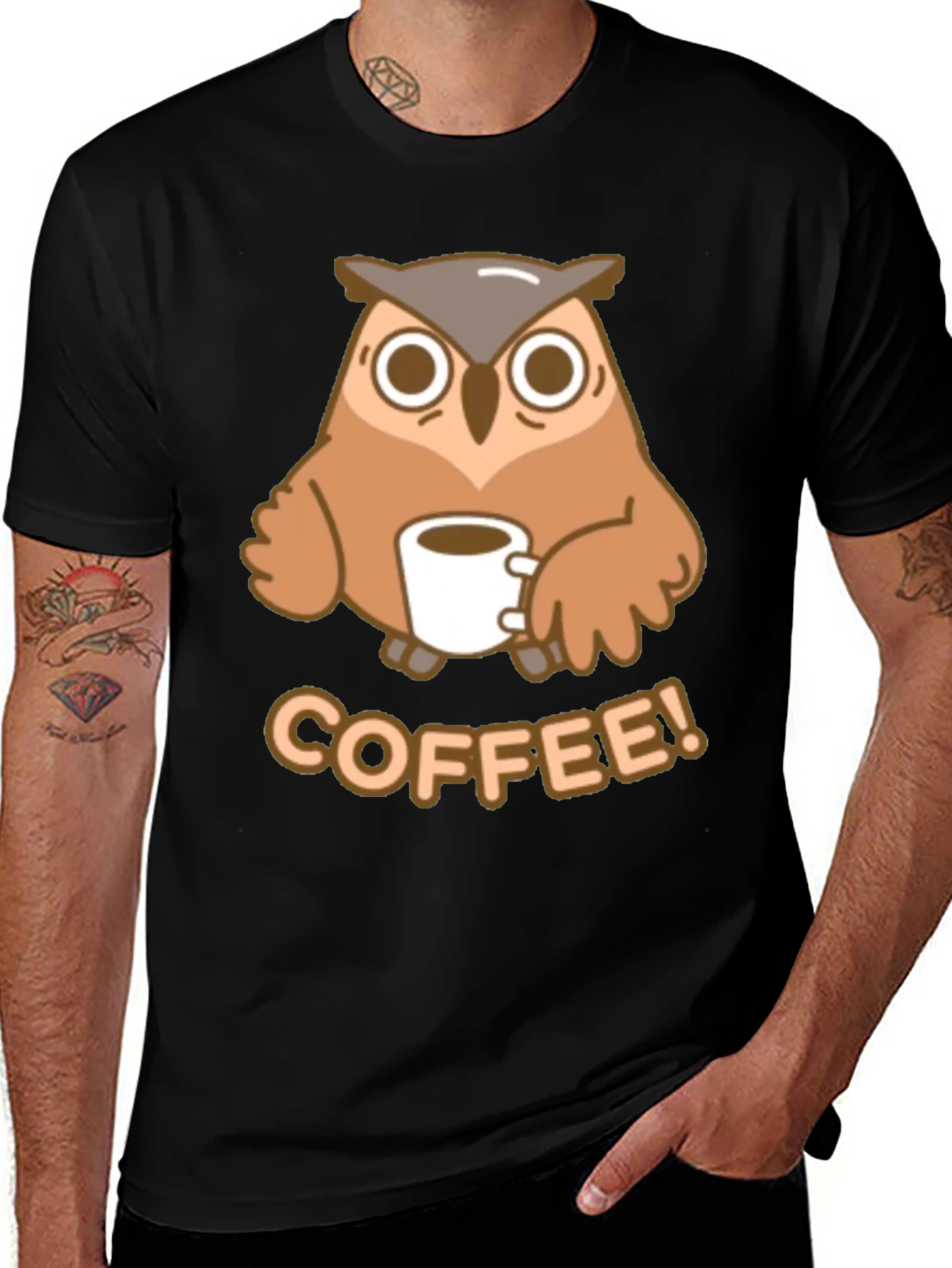 Variant 27 of Owl Coffee Lover Tee - Cute Cartoon Design