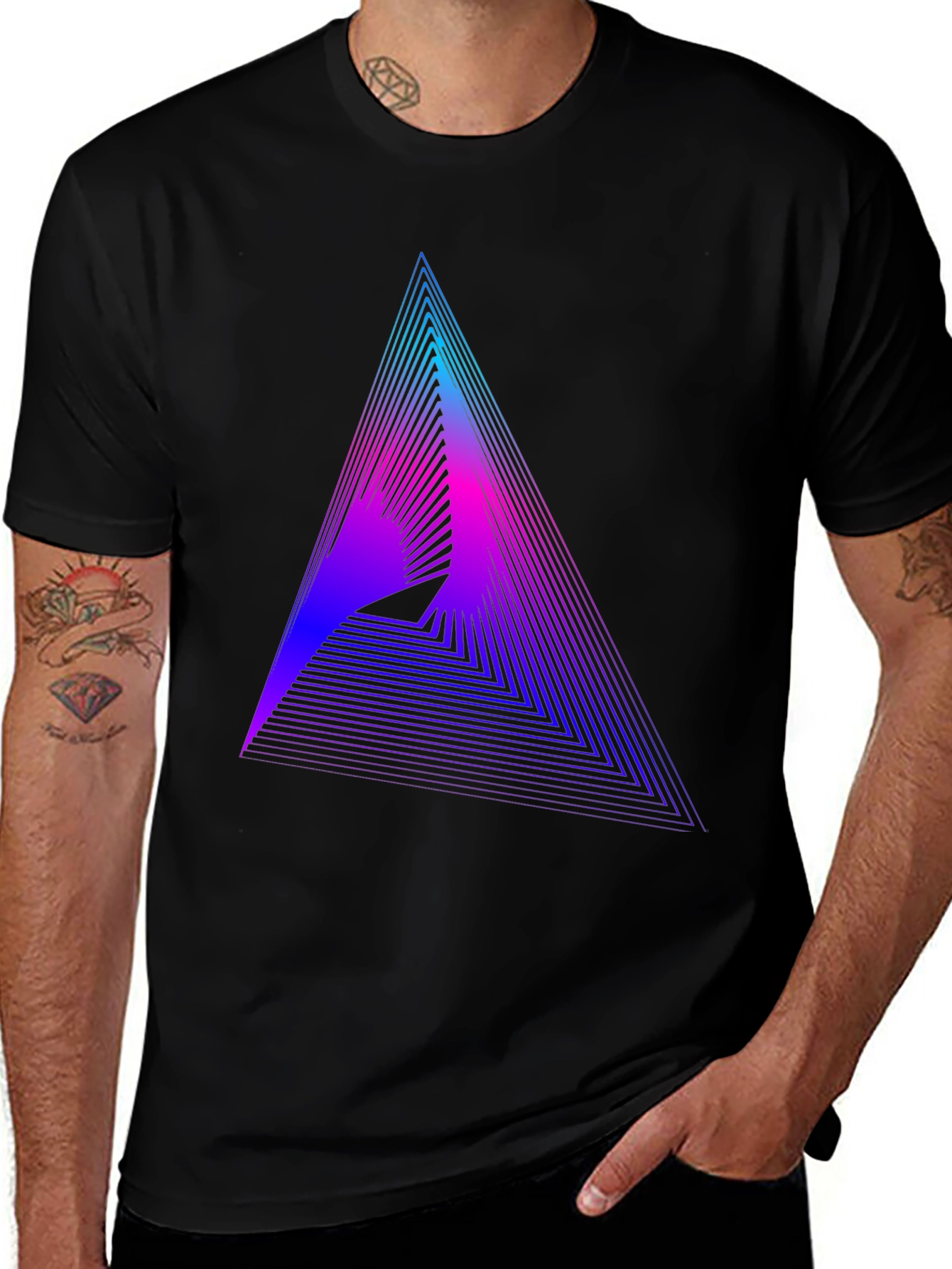 Variant 26 of Geometric Gradient Triangle Tee - Modern Graphic T-Shirt