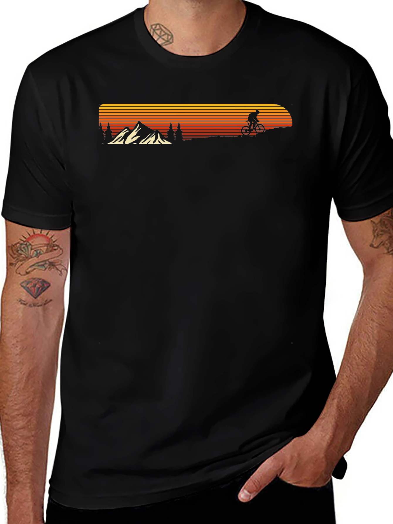 Variant 20 of Retro Mountain Biker Graphic Tee - Black