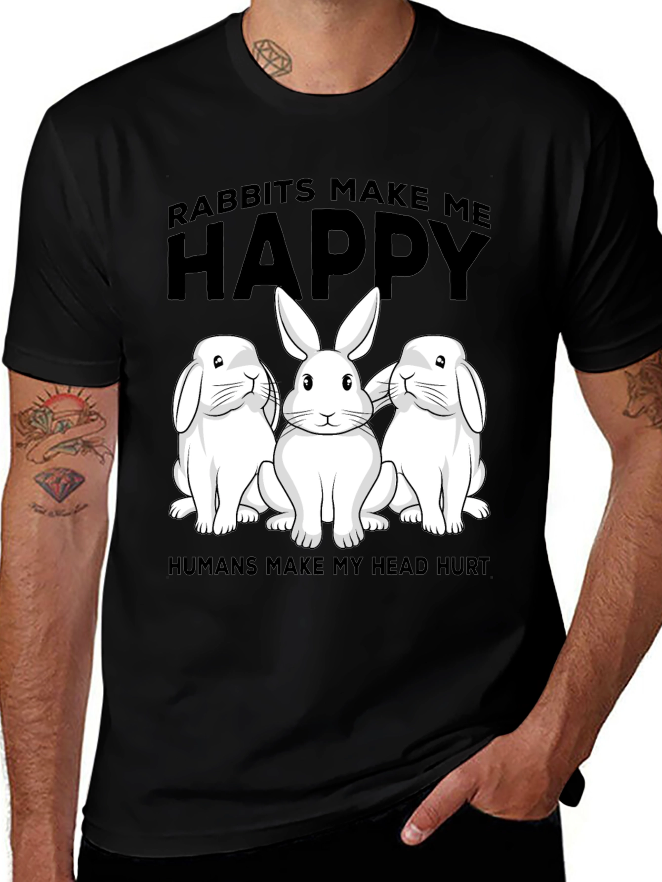 Variant 30 of Rabbit Lover T-Shirt: Humans Make My Head Hurt