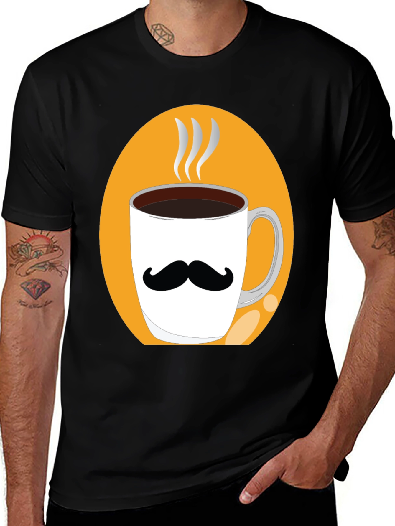 Variant 27 of Mustache Coffee Mug Graphic Tee - Black
