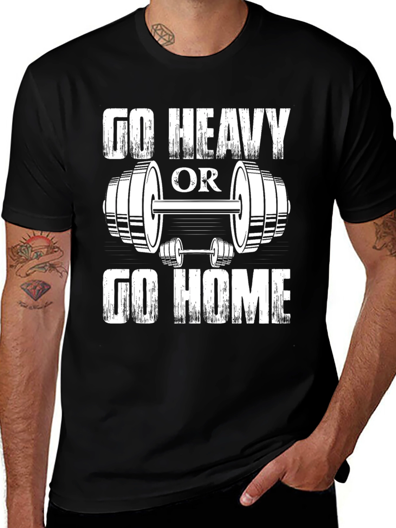 Variant 6 of Go Heavy or Go Home Black Graphic T-Shirt