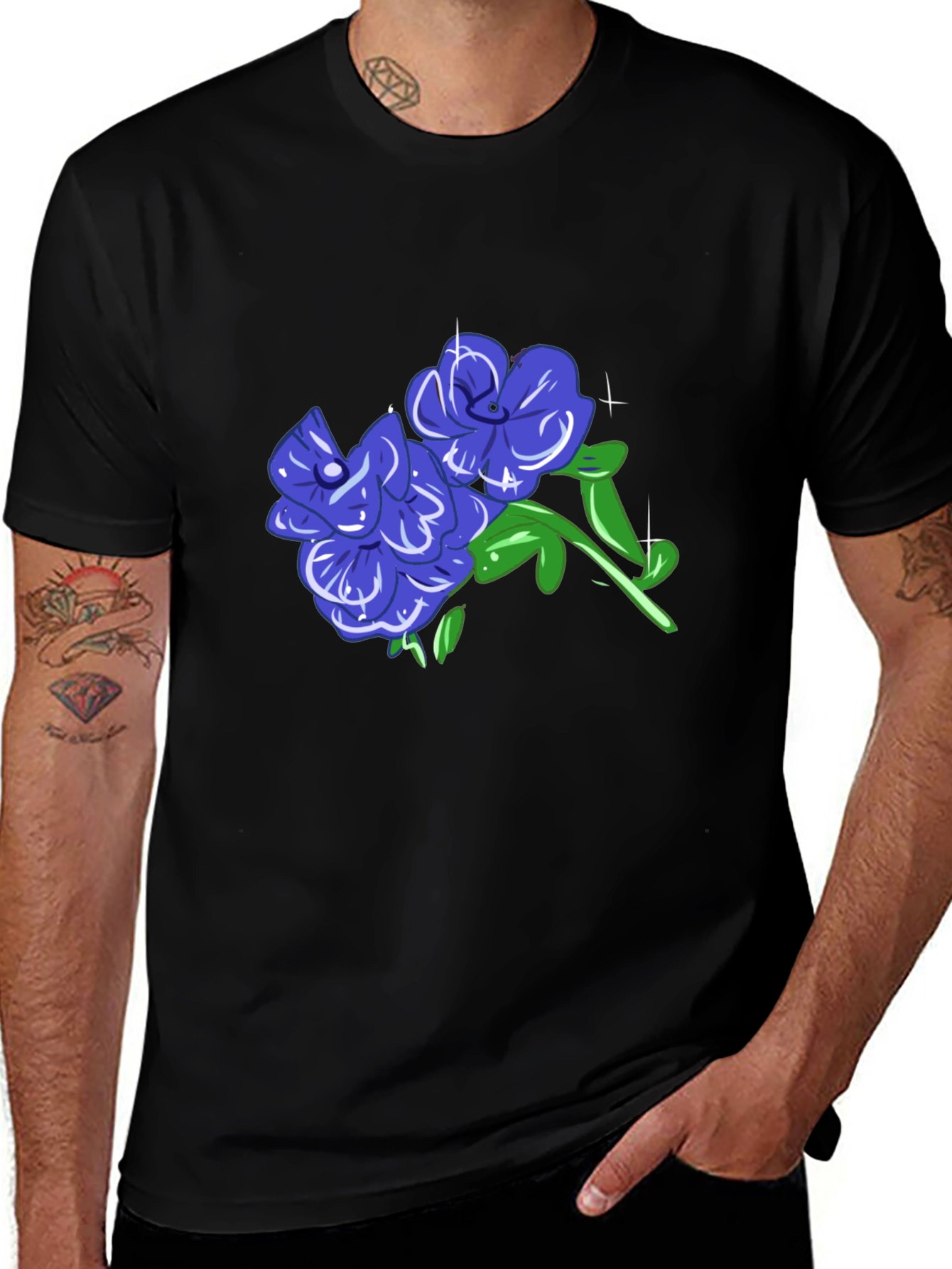 Variant 17 of Blue Flower Graphic Tee - Stylish Casual Wear