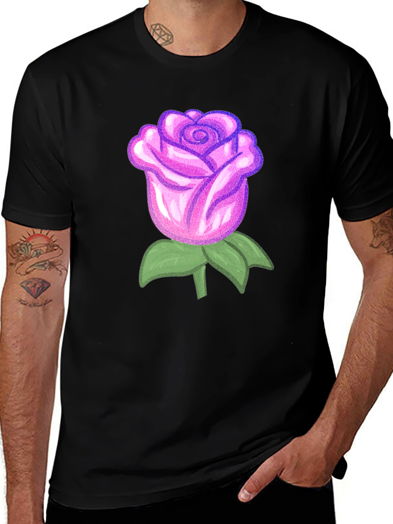 Variant 26 of Rose Graphic Black T-Shirt