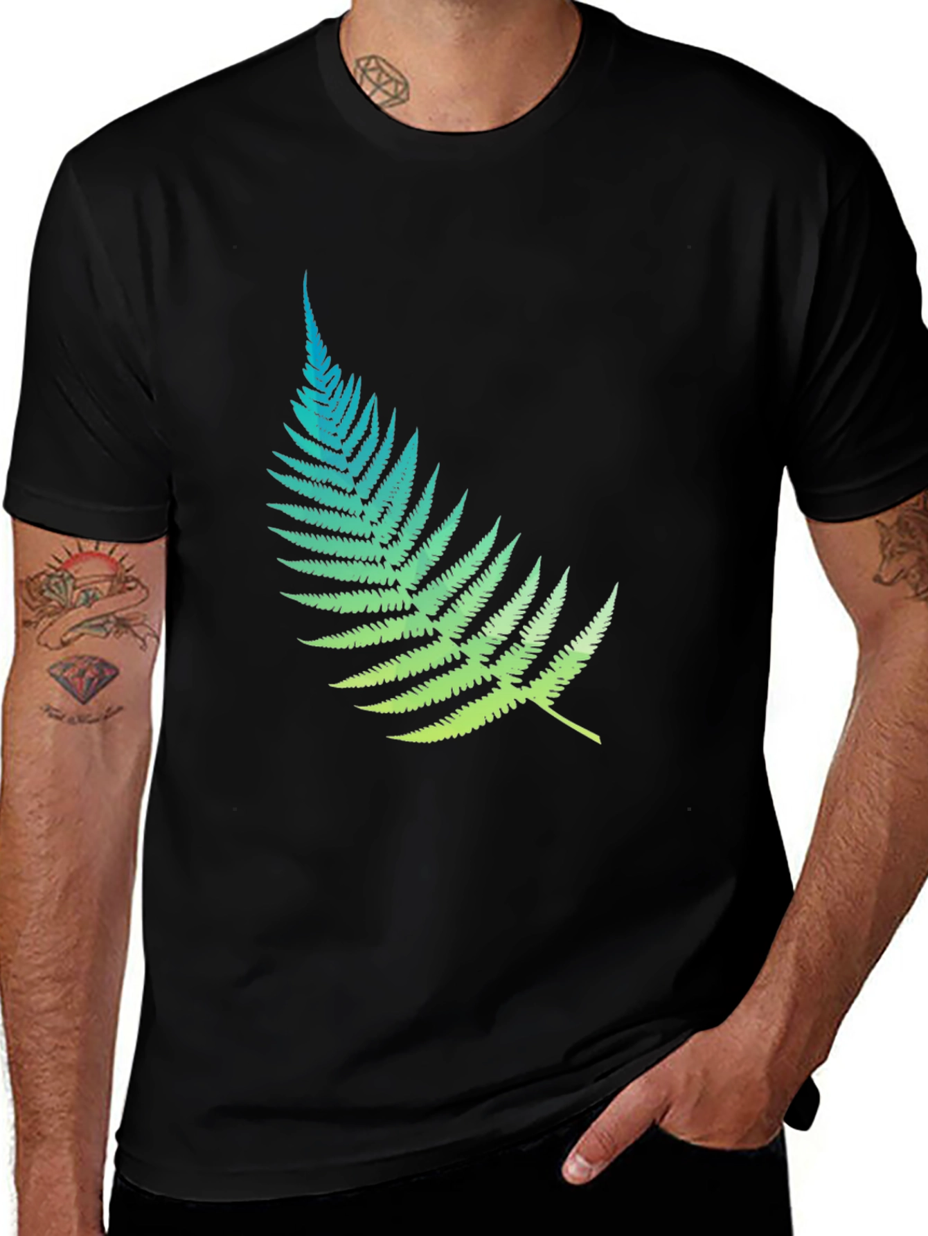 Variant 20 of Fern Graphic Black T-Shirt