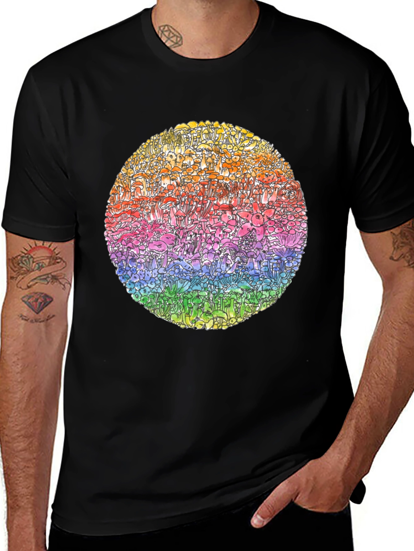 Variant 16 of Rainbow Mushroom Circle Graphic Tee
