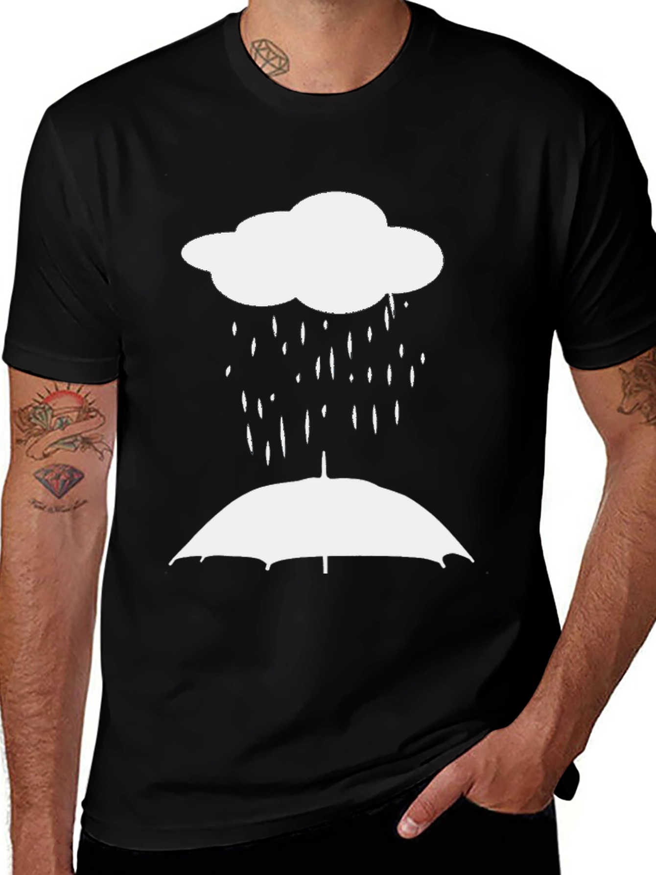 Variant 8 of Rainy Day Umbrella T-Shirt - Black Graphic Tee