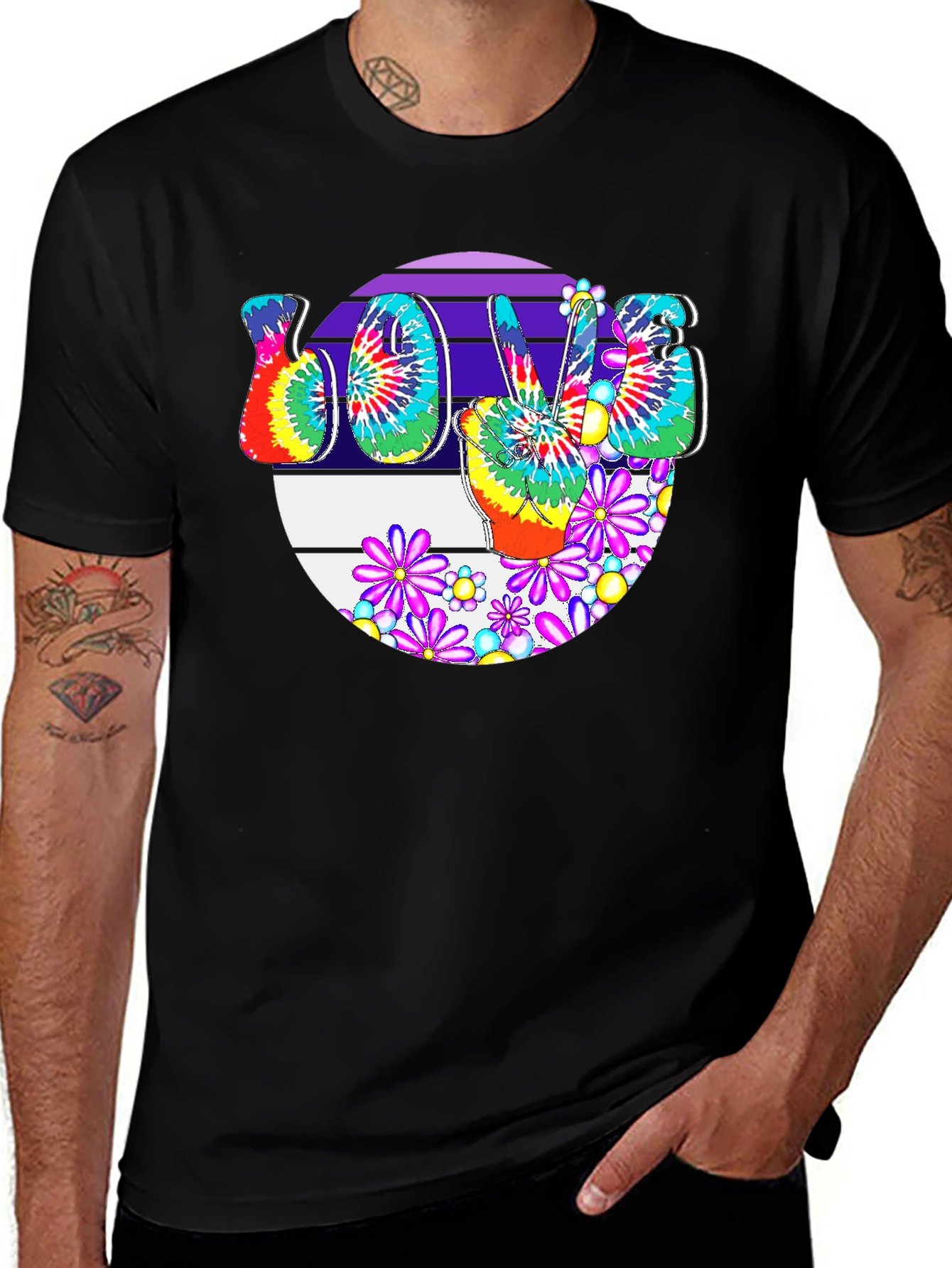 Variant 29 of Tie Dye LOVE Graphic T-Shirt, Peace Sign Shirt