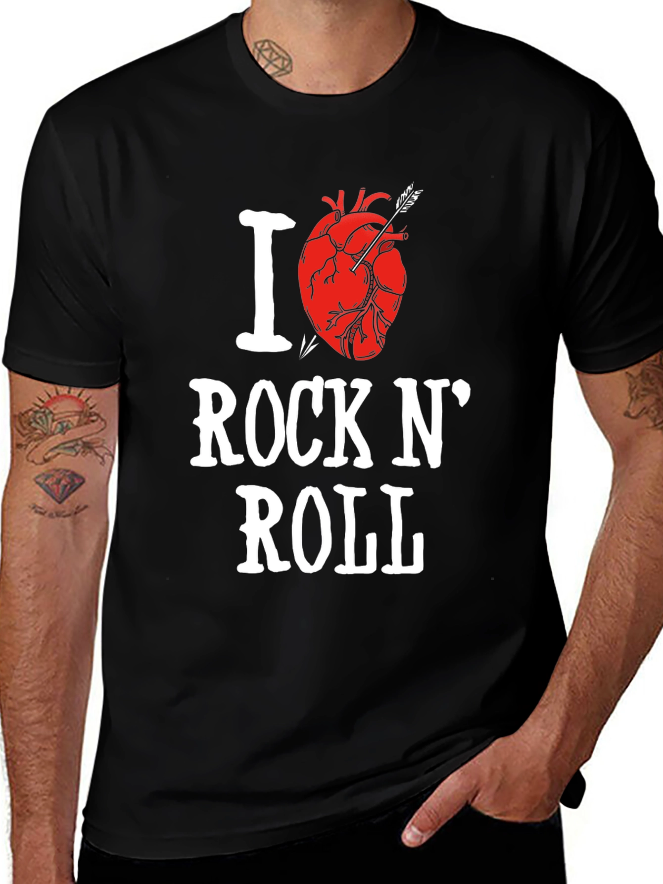 Variant 19 of I Heart Rock N' Roll Black Graphic Tee