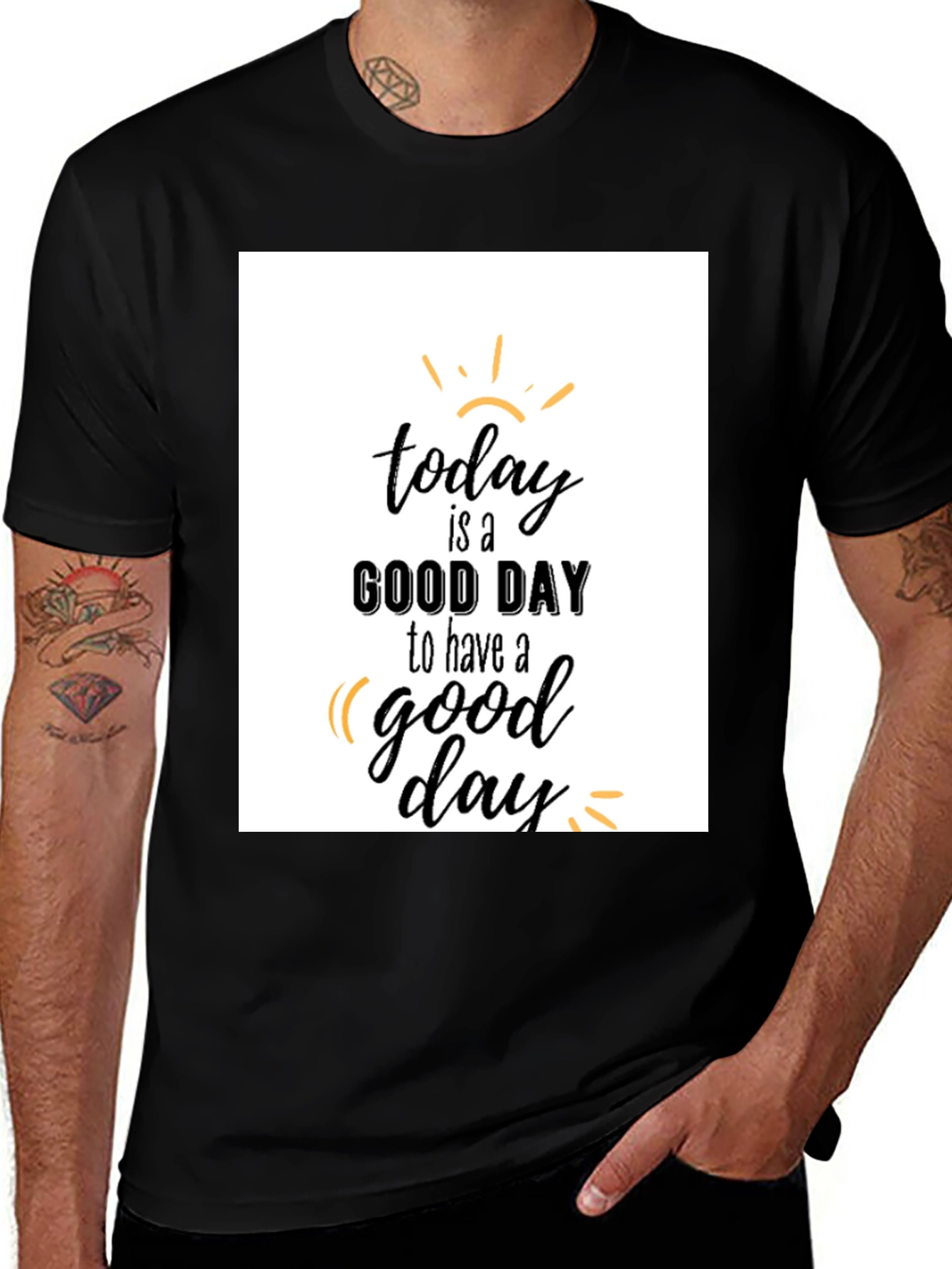 Variant 9 of Inspirational 'Good Day' Graphic Tee - Black