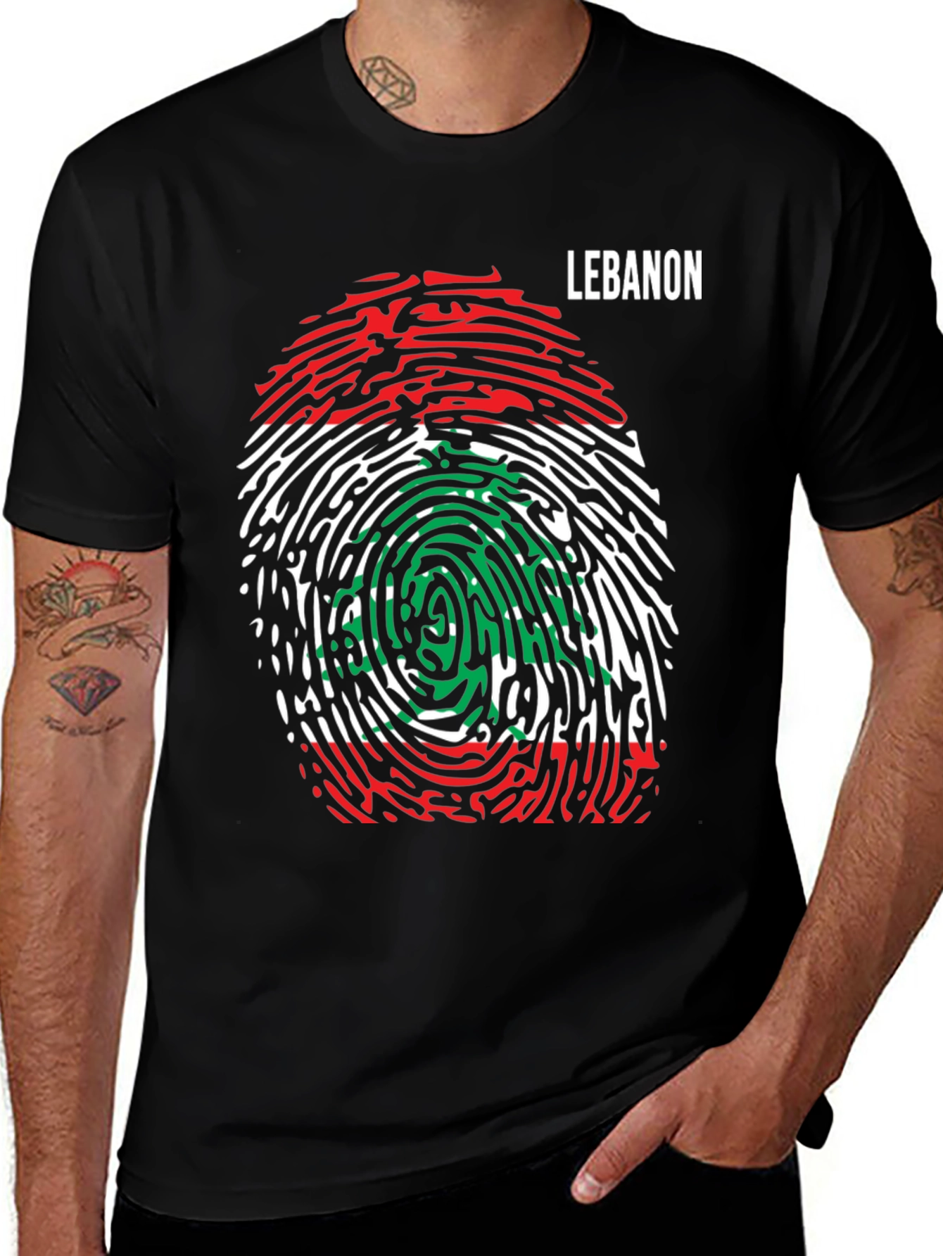 Lebanon Flag Fingerprint T-Shirt