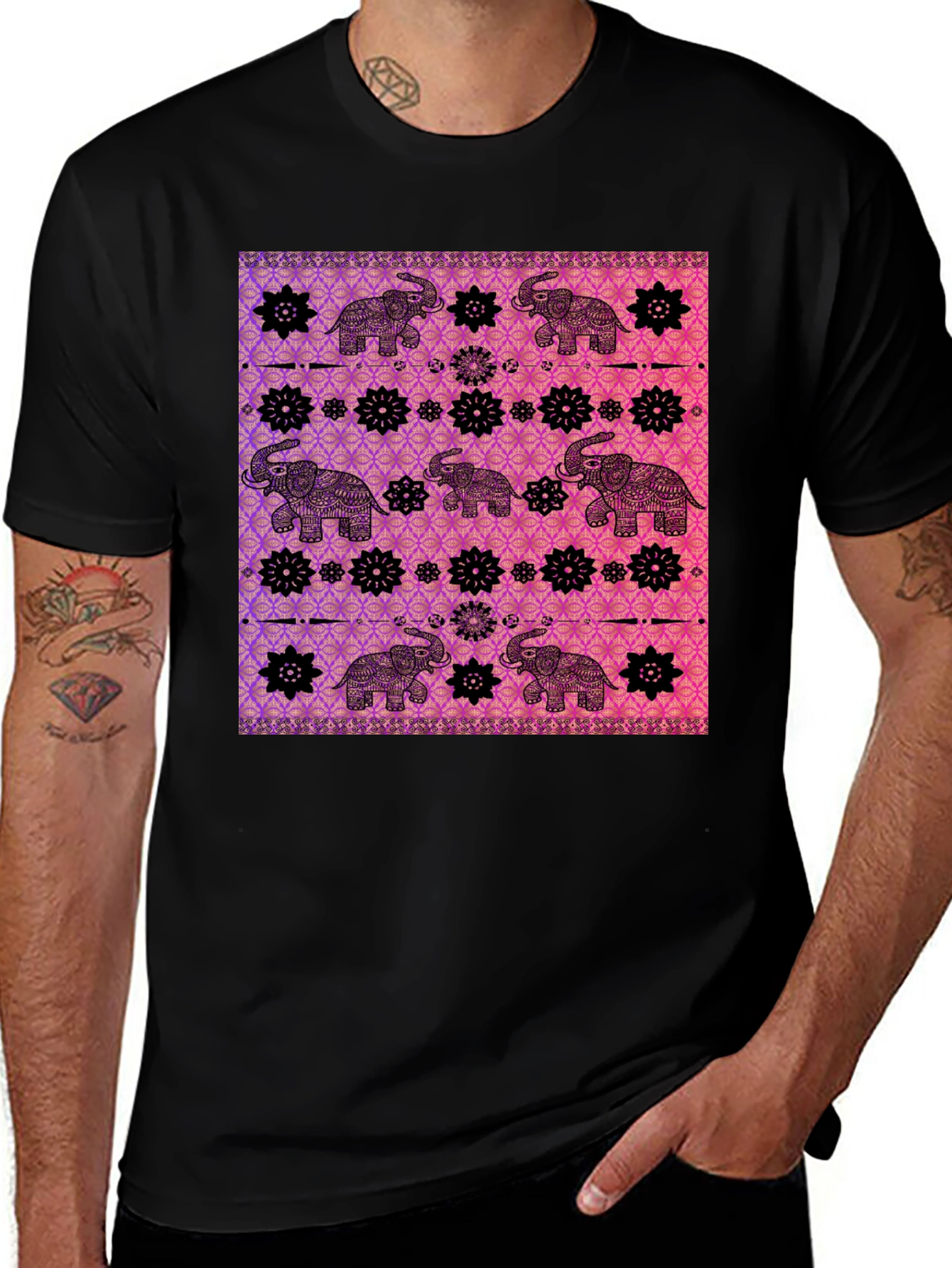 Variant 26 of Elephant Pattern Graphic Tee