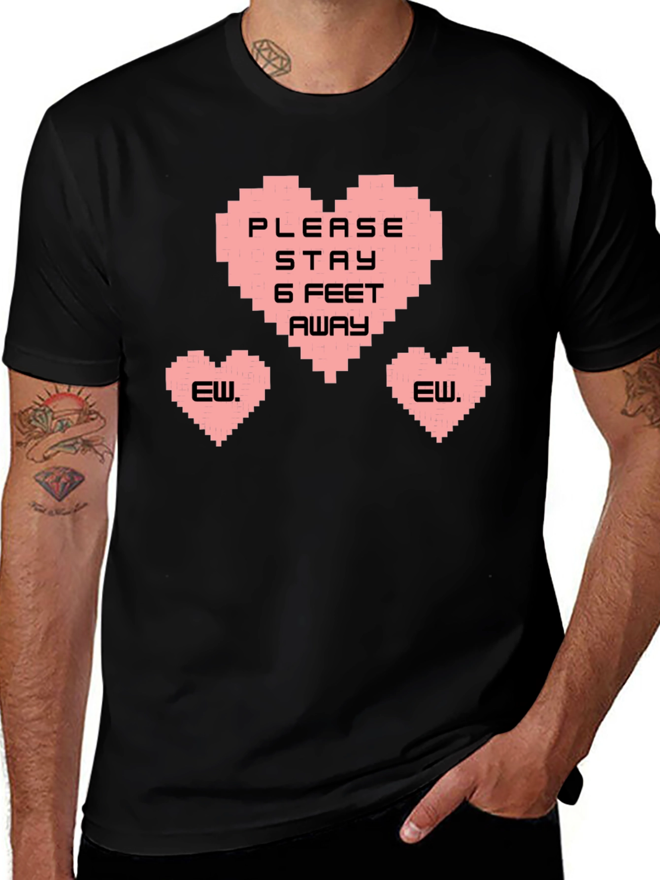 Variant 16 of Humorous Pixel Heart Social Distance Graphic Tee