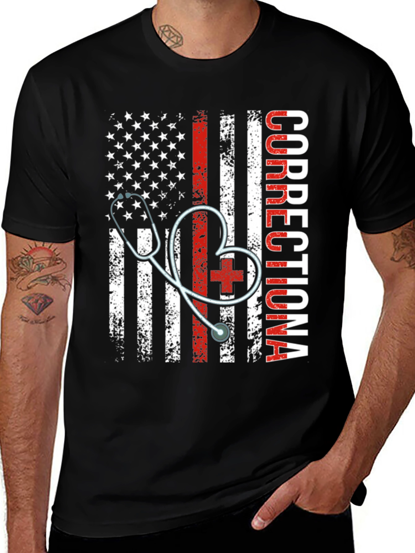 Corrections Nurse American Flag Graphic Tee