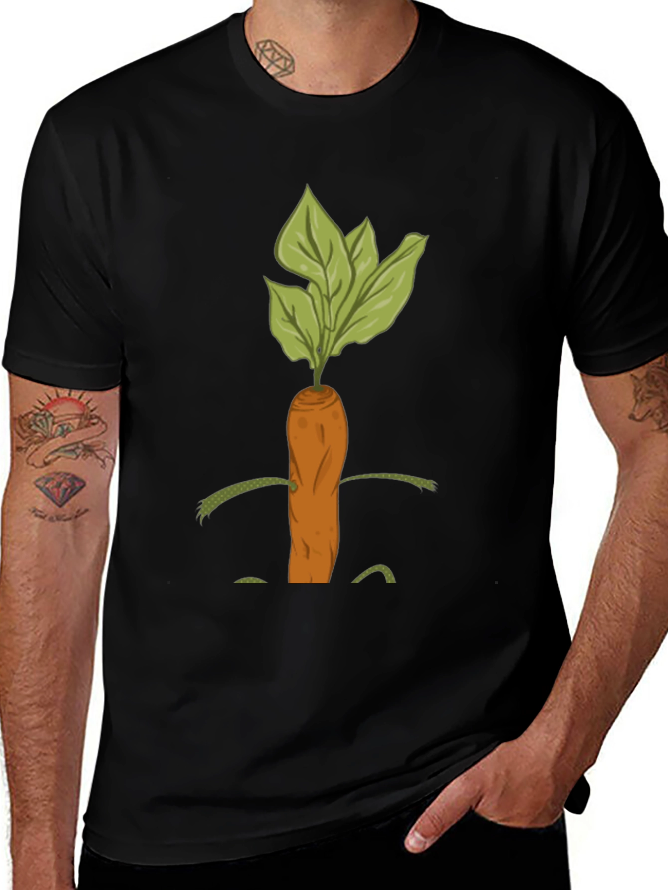 Variant 24 of Carrot Graphic T-Shirt - Unisex Black Tee