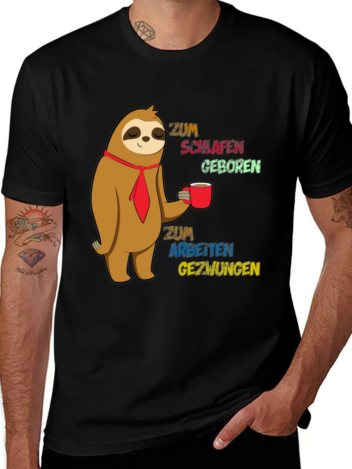 Variant 23 of Sloth Coffee T-Shirt - Born to Sleep Forced to Work