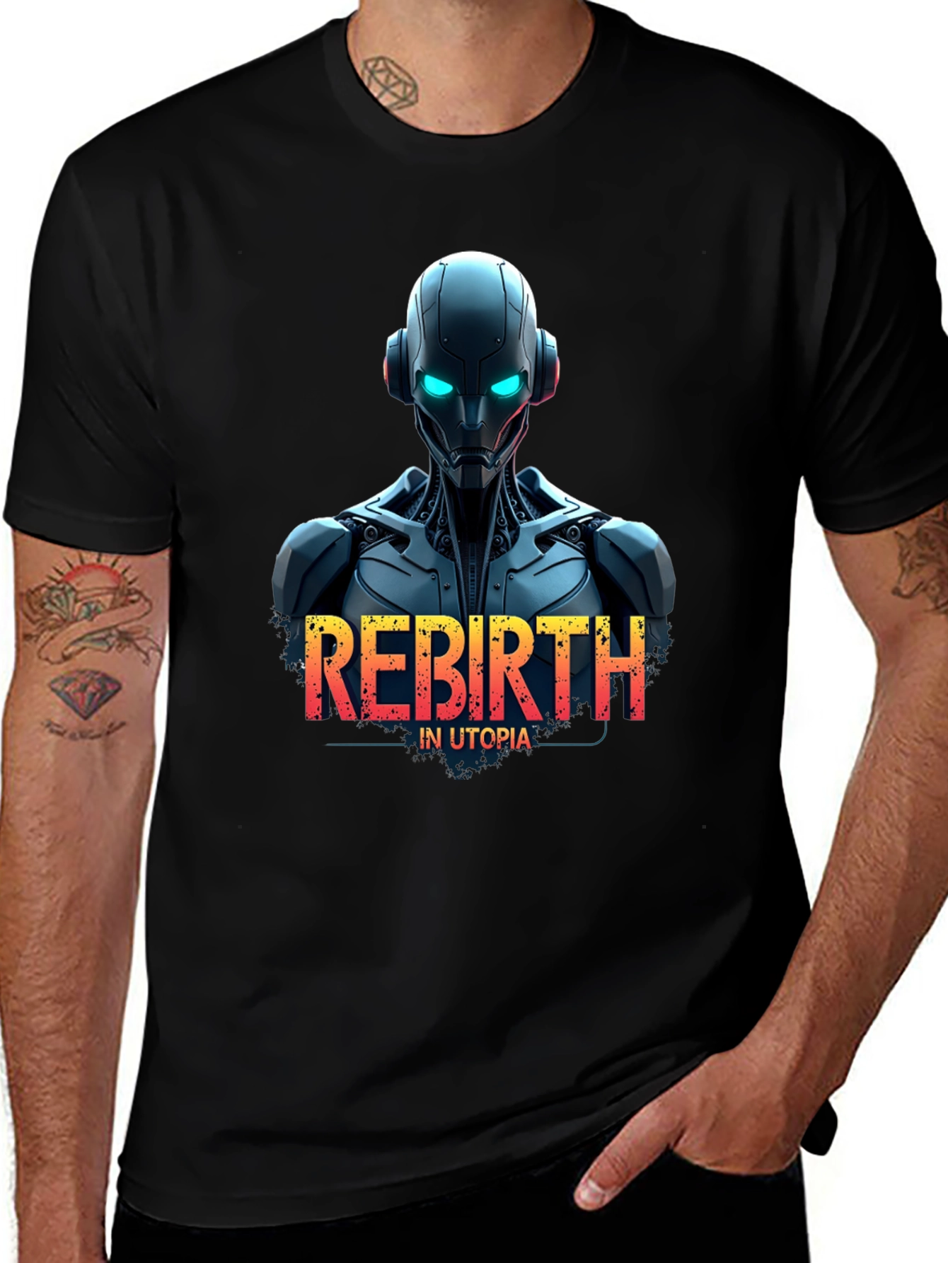 Rebirth in Utopia Robot T-Shirt - Sci-Fi Style