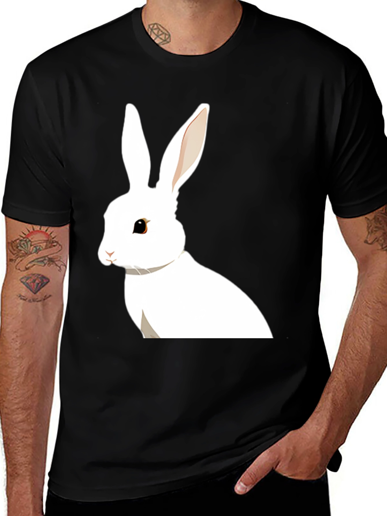 Variant 13 of Rabbit Graphic Tee - Soft Black Cotton T-Shirt