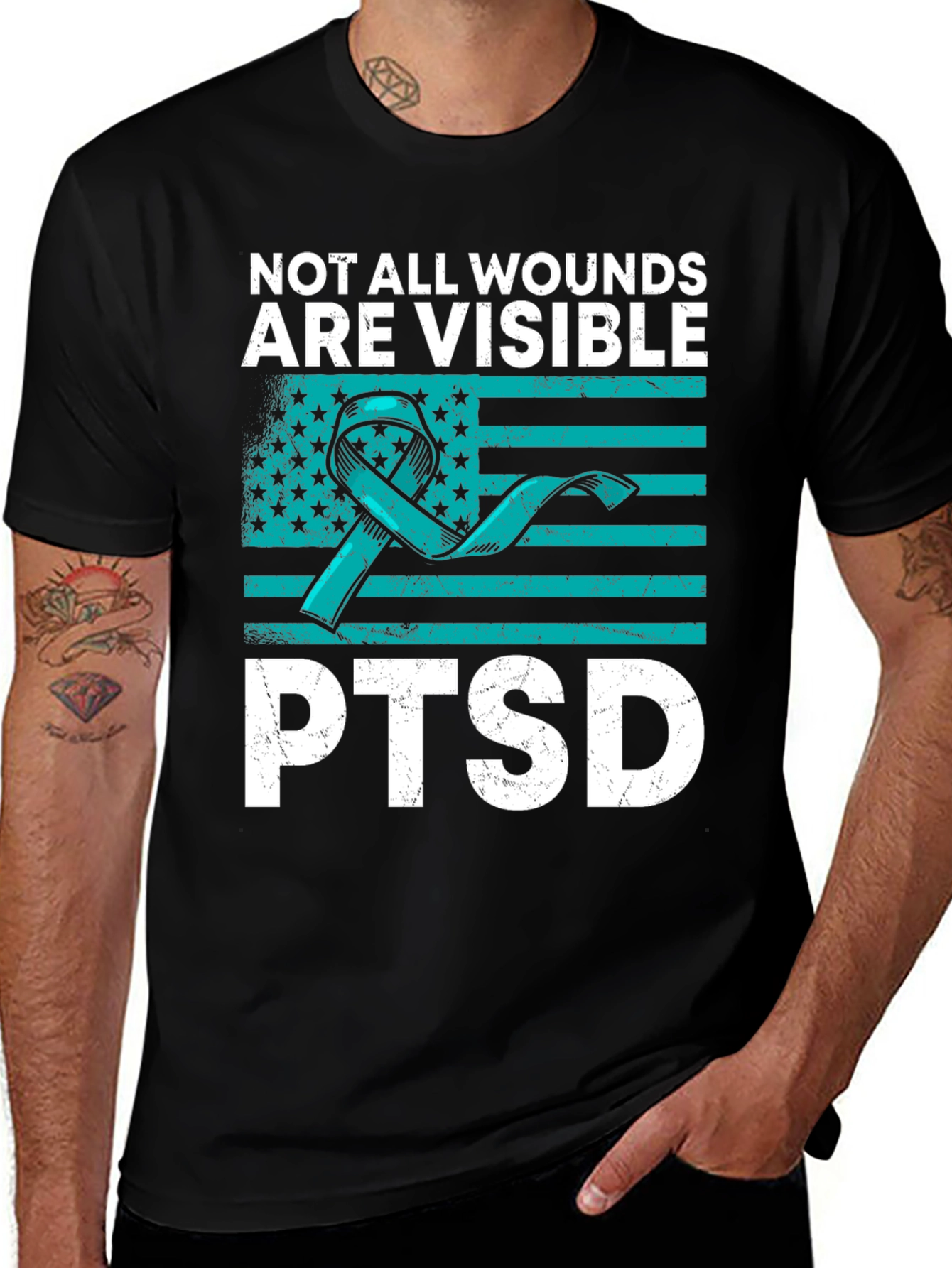 PTSD Awareness Graphic Tee - Not All Wounds Visible