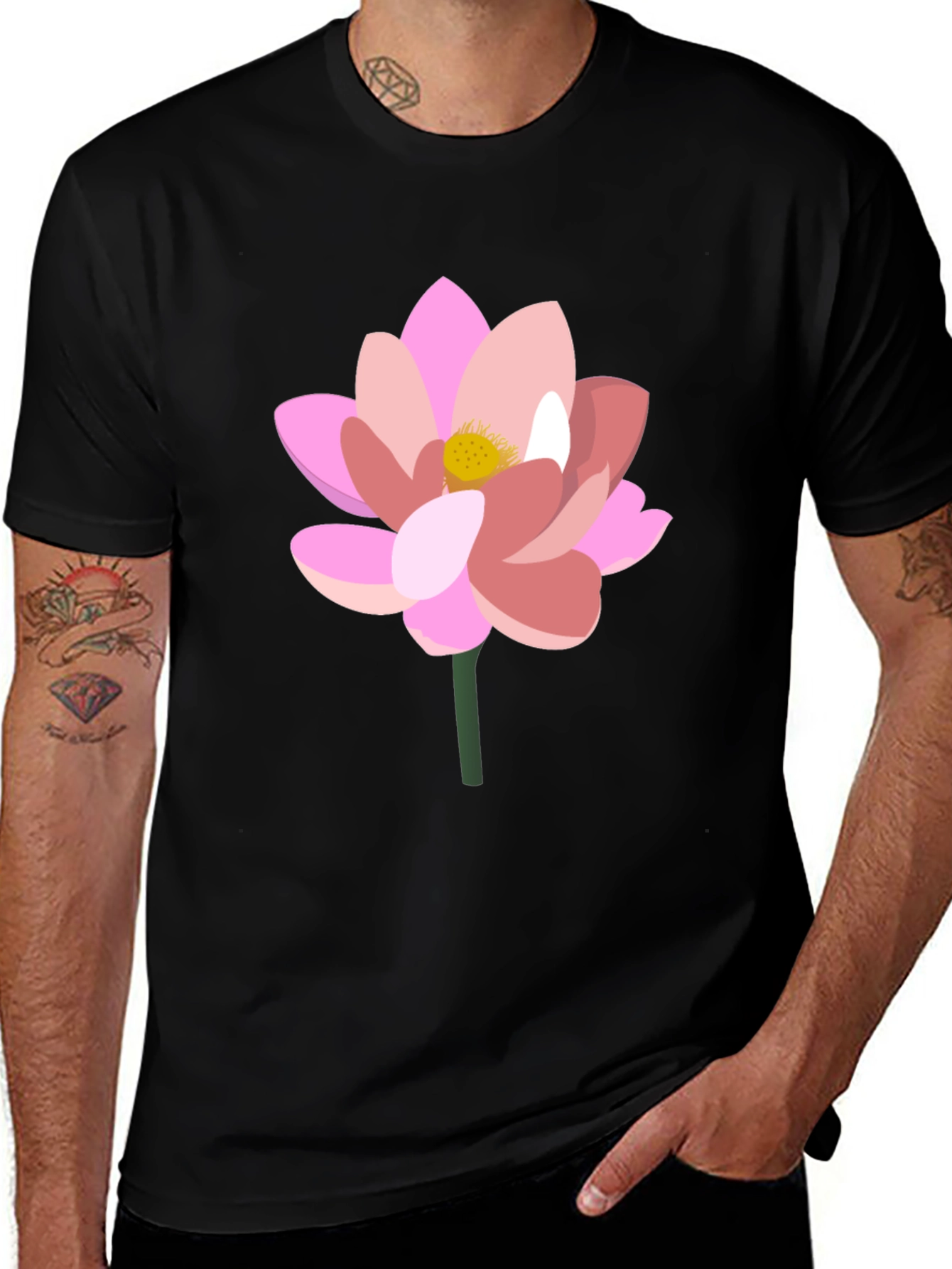 Variant 28 of Lotus Flower Graphic Tee - Stylish Men's T-Shirt
