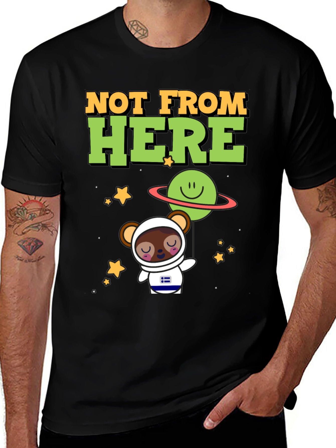 Variant 27 of Not From Here Bear Astronaut Graphic T-Shirt