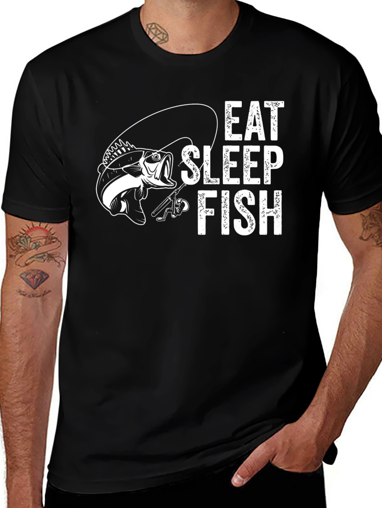 Variant 8 of Eat Sleep Fish Black Graphic T-Shirt