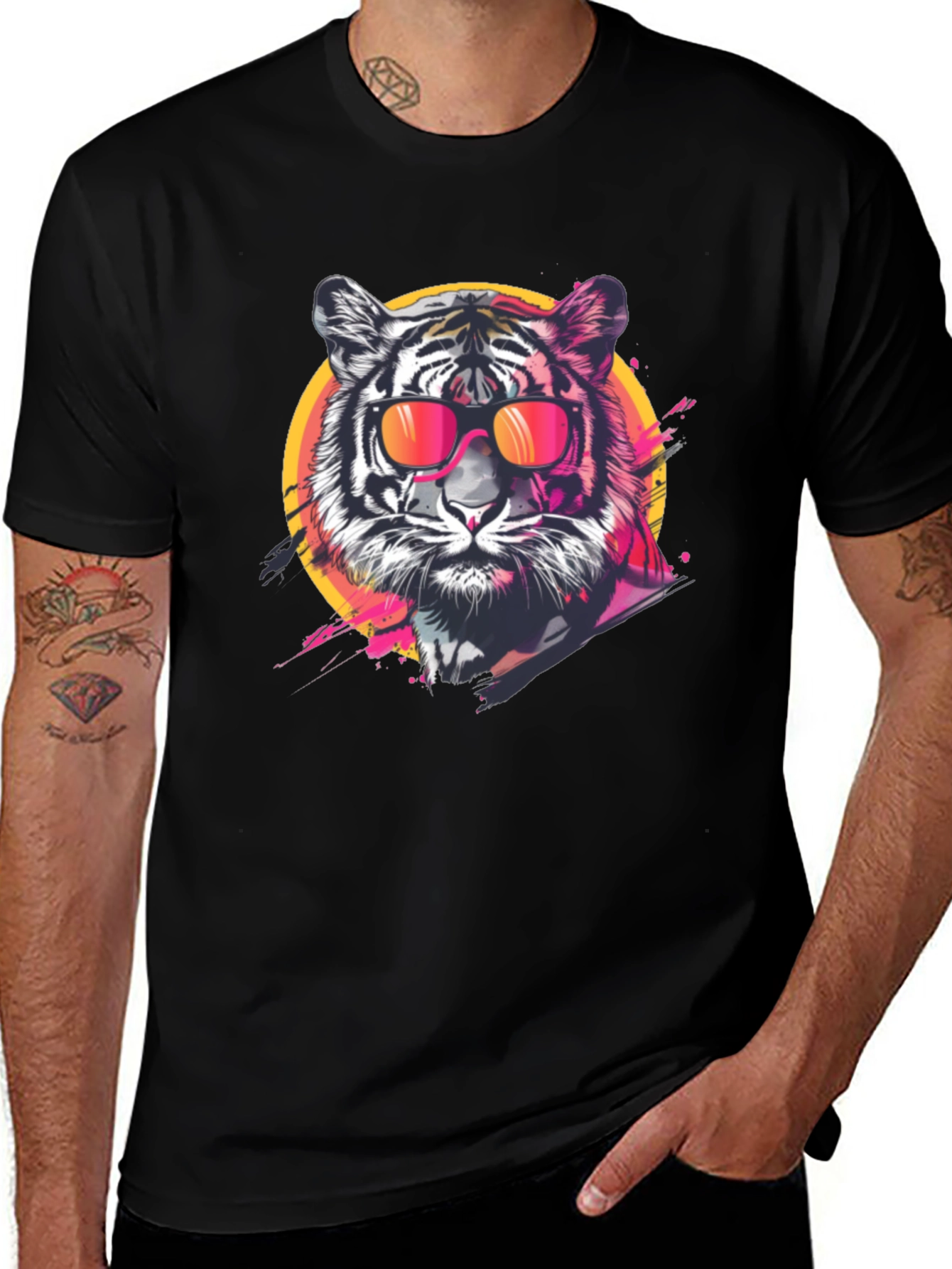 Variant 5 of Cool Tiger Graphic Tee - Black Casual T-Shirt