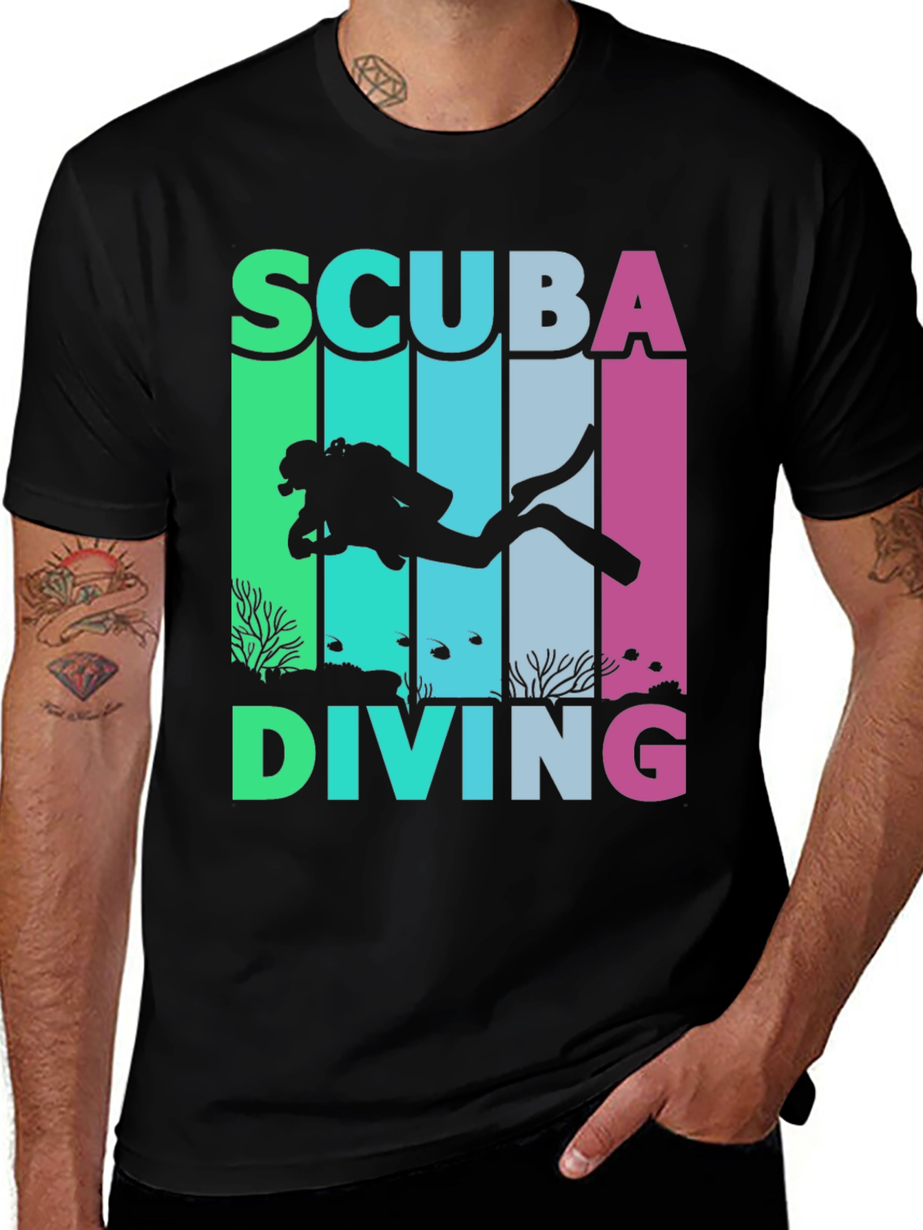 Variant 10 of Scuba Diving T-Shirt - Diver Silhouette Graphic Tee