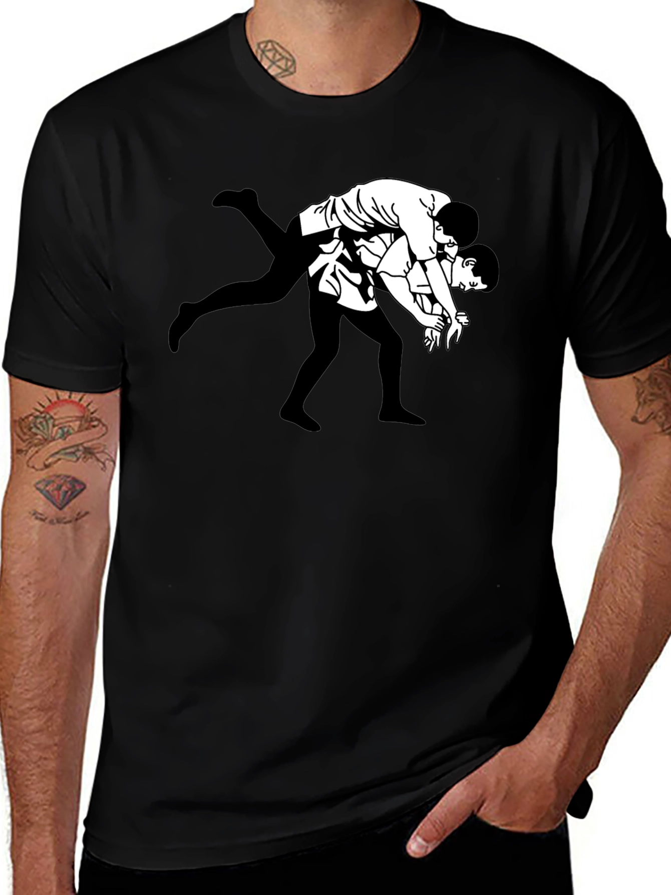 Variant 23 of Wrestling Graphic Tee - Black