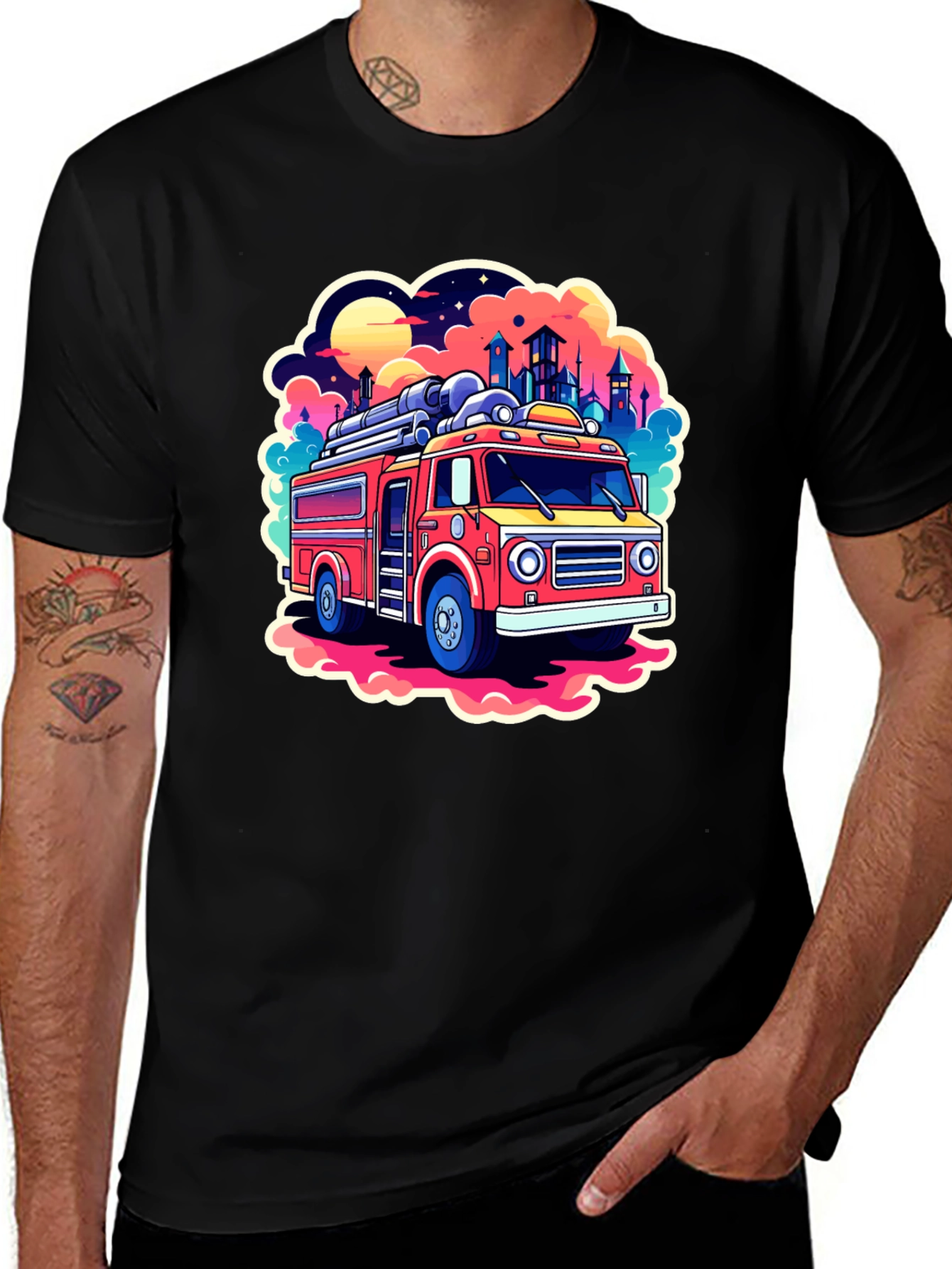 Variant 21 of Fire Truck Graphic Tee - Bold Cartoon Design