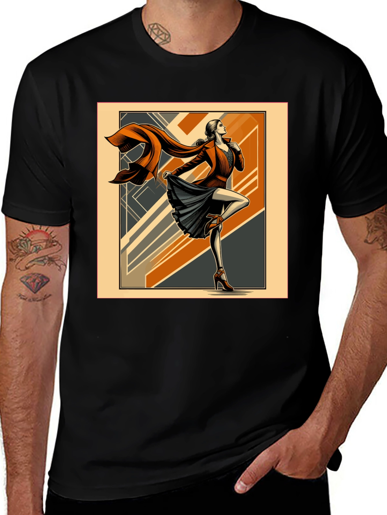 Variant 8 of Art Deco Fashion Tee - Retro Style Black T-Shirt
