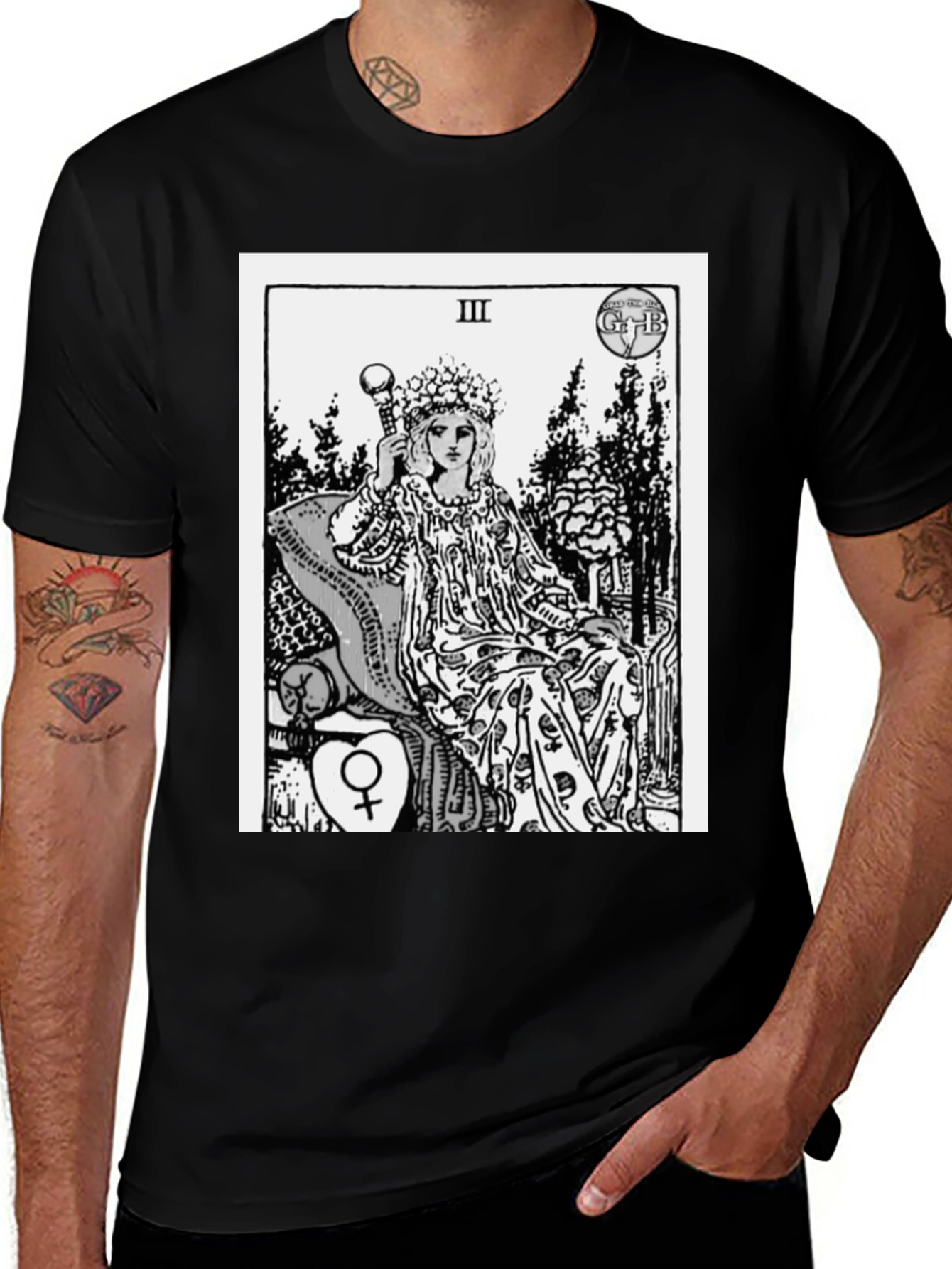 Variant 4 of Tarot Card Empress Graphic T-Shirt - Black