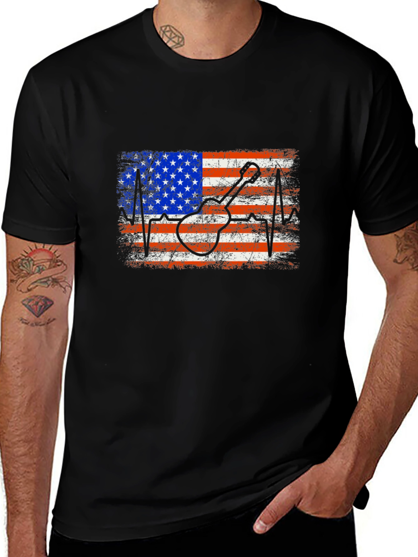 Variant 22 of American Flag Guitar T-Shirt