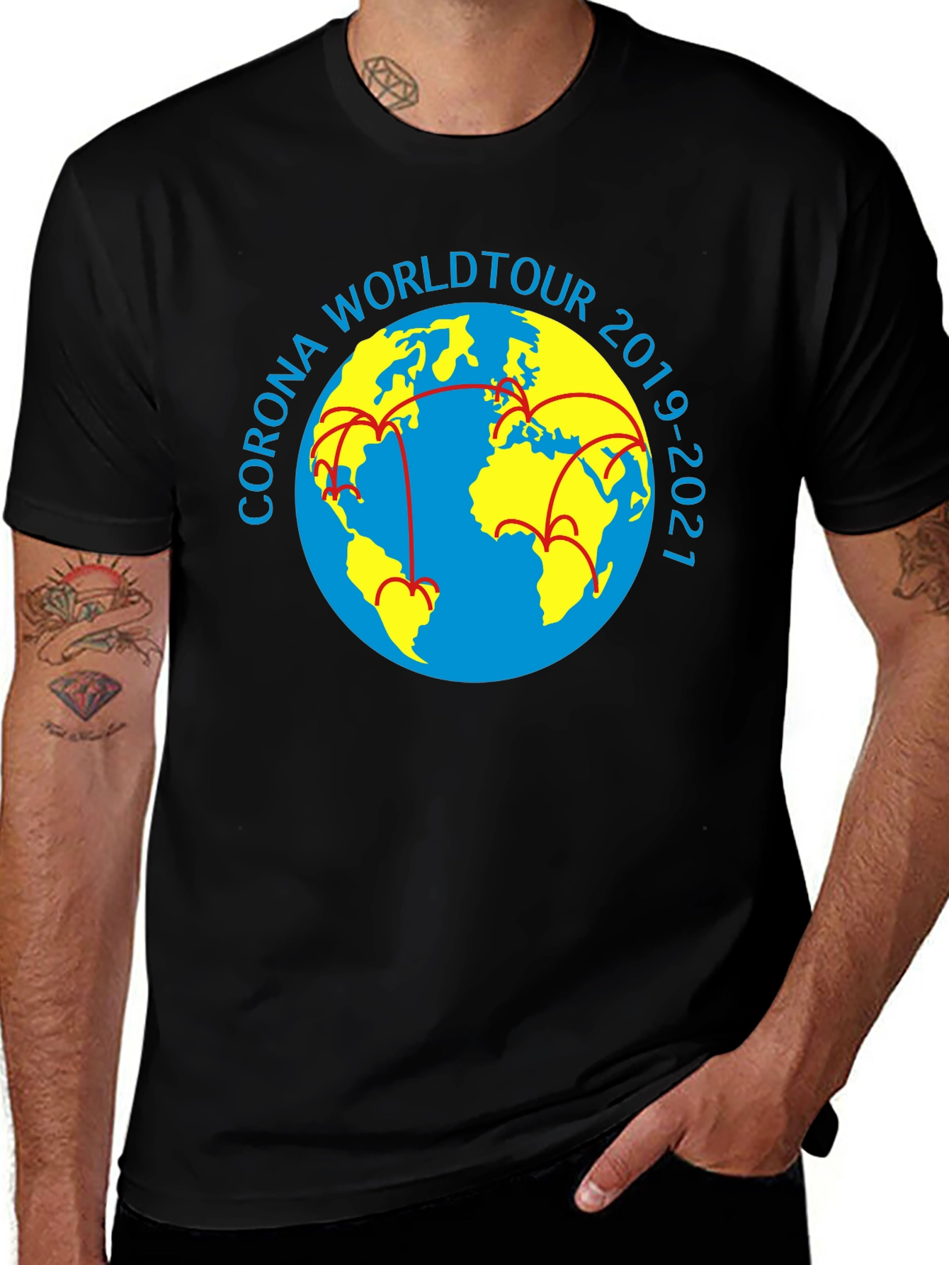 Variant 22 of Corona World Tour 2019-2021 Black T-Shirt