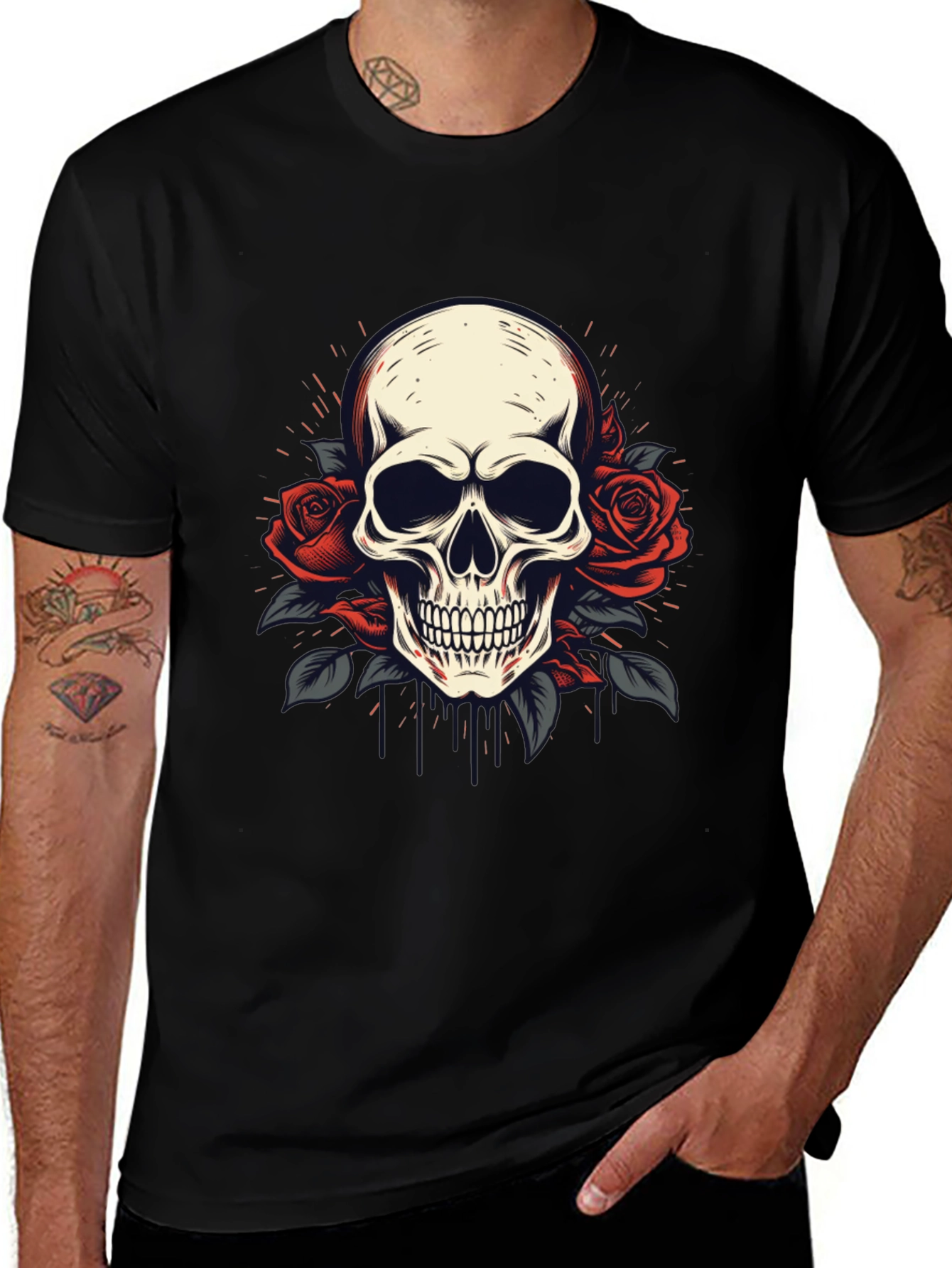 Variant 21 of Skull & Roses Graphic Tee