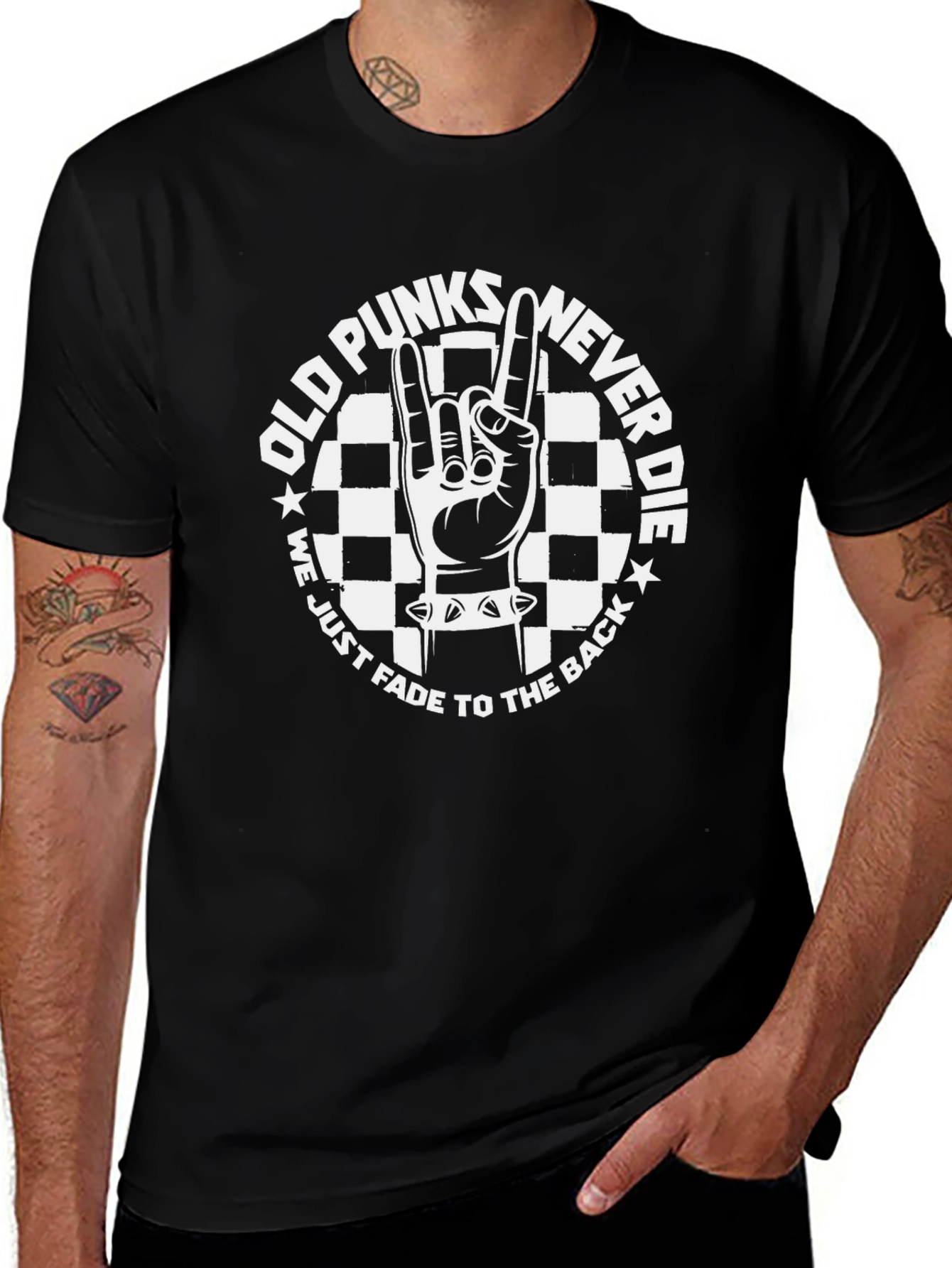 Variant 23 of Old Punks Never Die Black Graphic T-Shirt