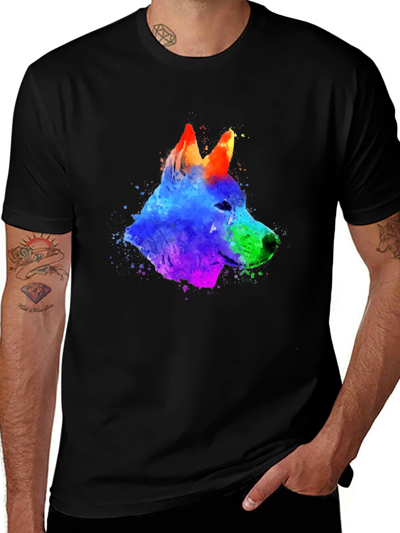 Variant 23 of Rainbow Watercolor Dog Graphic T-Shirt