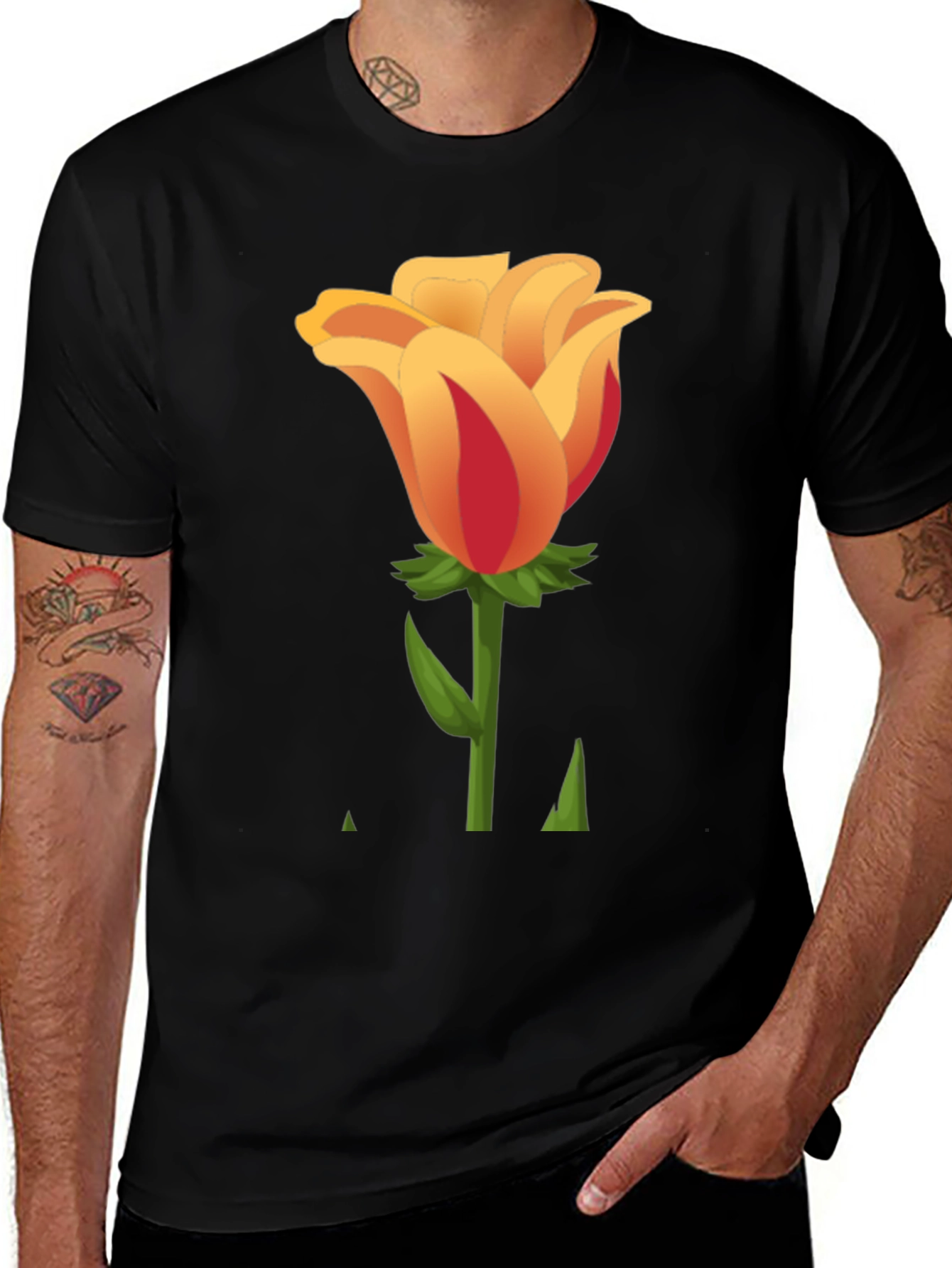 Variant 16 of Rose Graphic Black T-Shirt